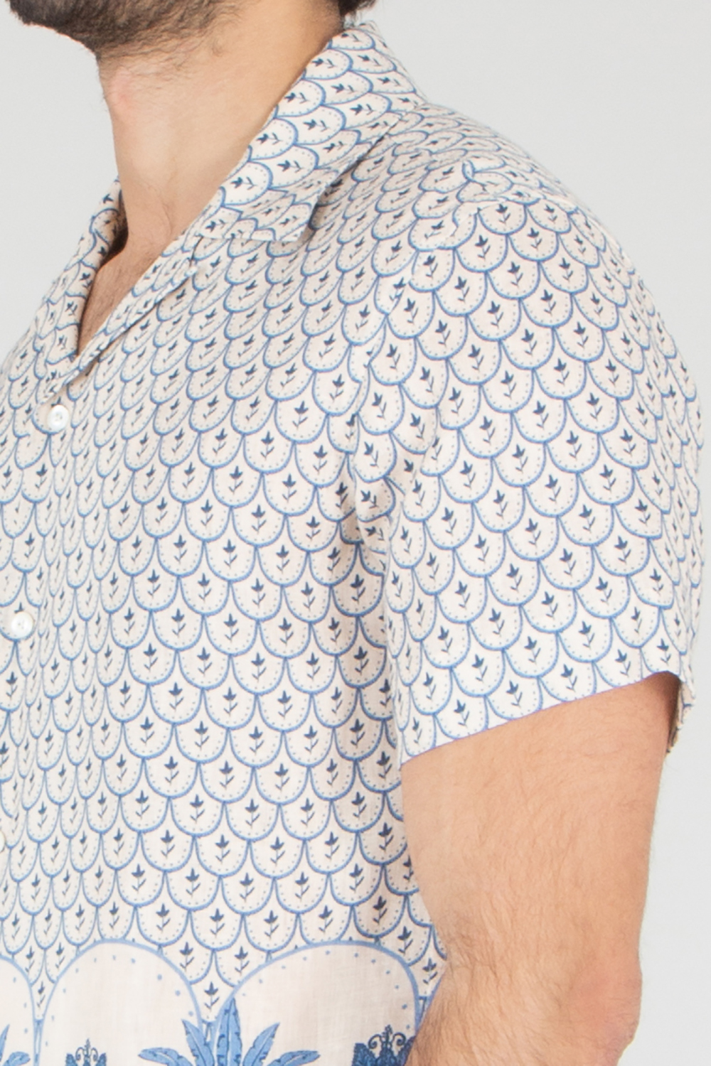 VAN LAACK Boxy Fit Palm Tree Print Linen Short-Sleeve Shirt Ridu