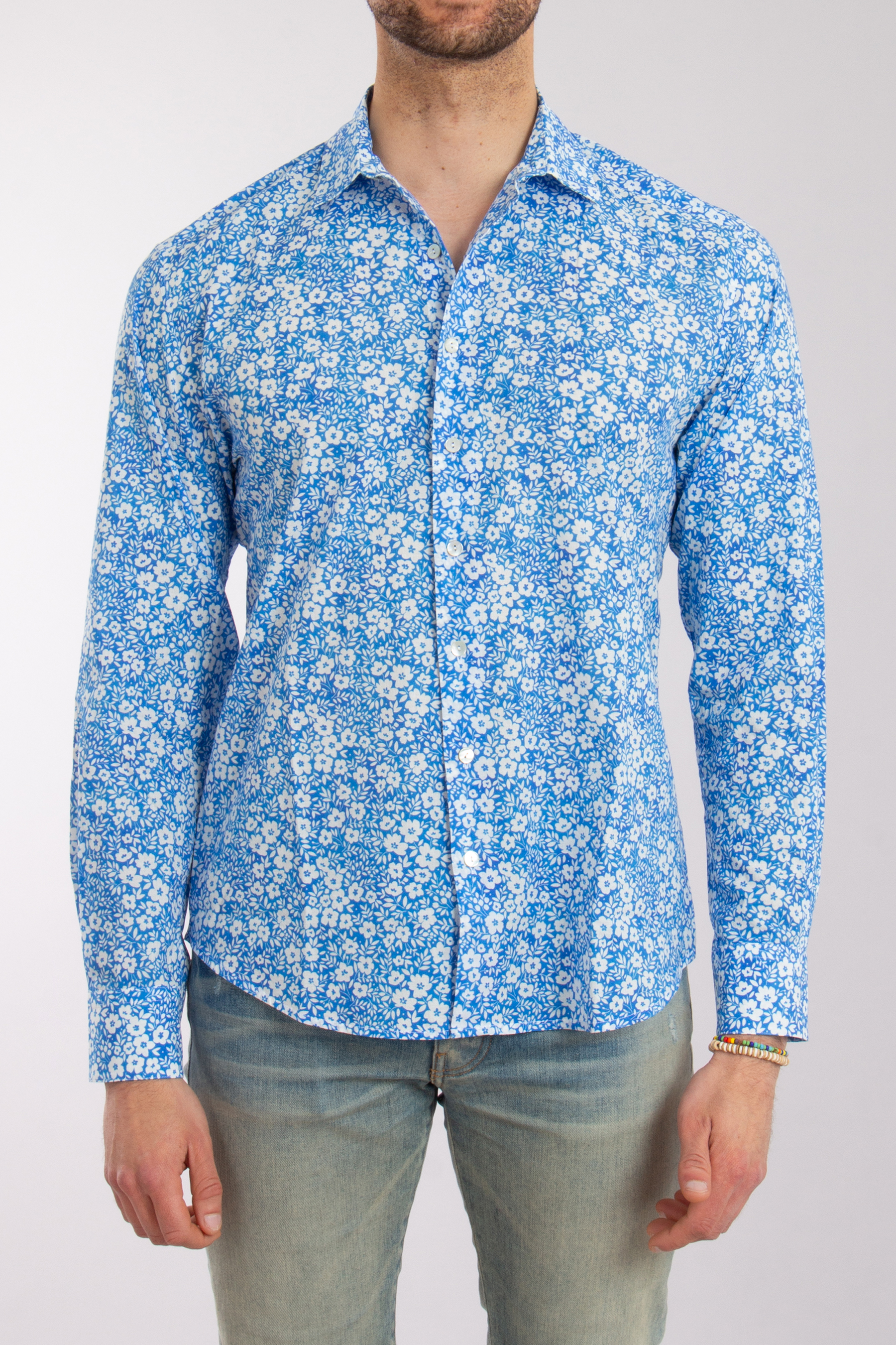 MC 2 SAINT BARTH Vintage Flower Print Cotton Shirt Sikelia
