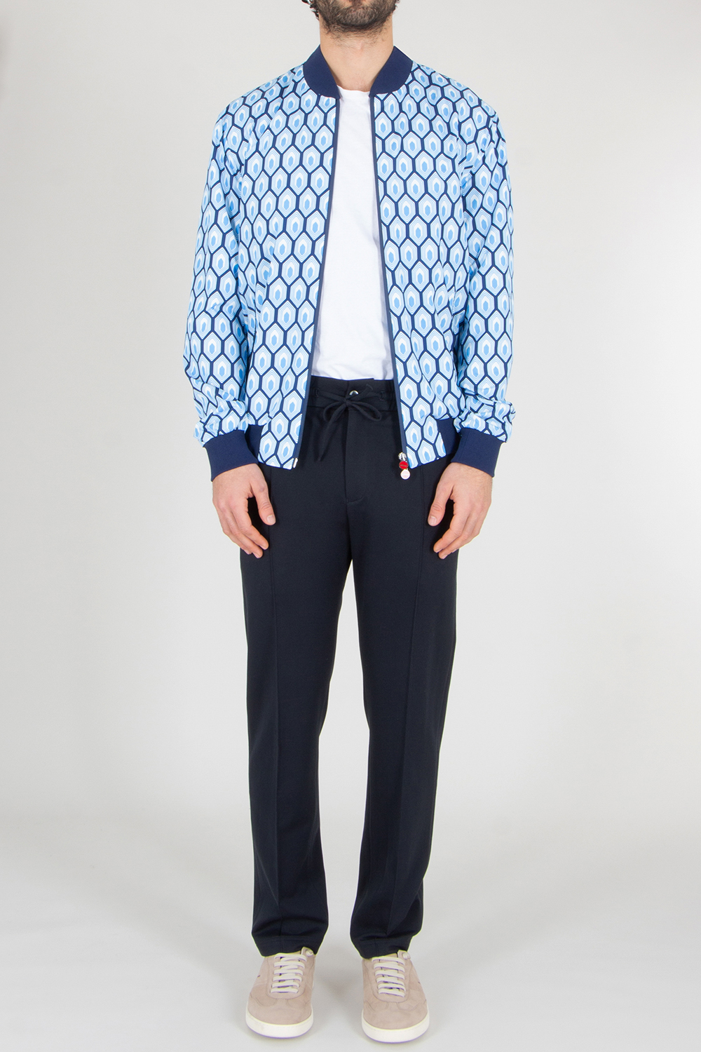 KITON Regular Fit Printed Technical Fabric Bomber Jacket