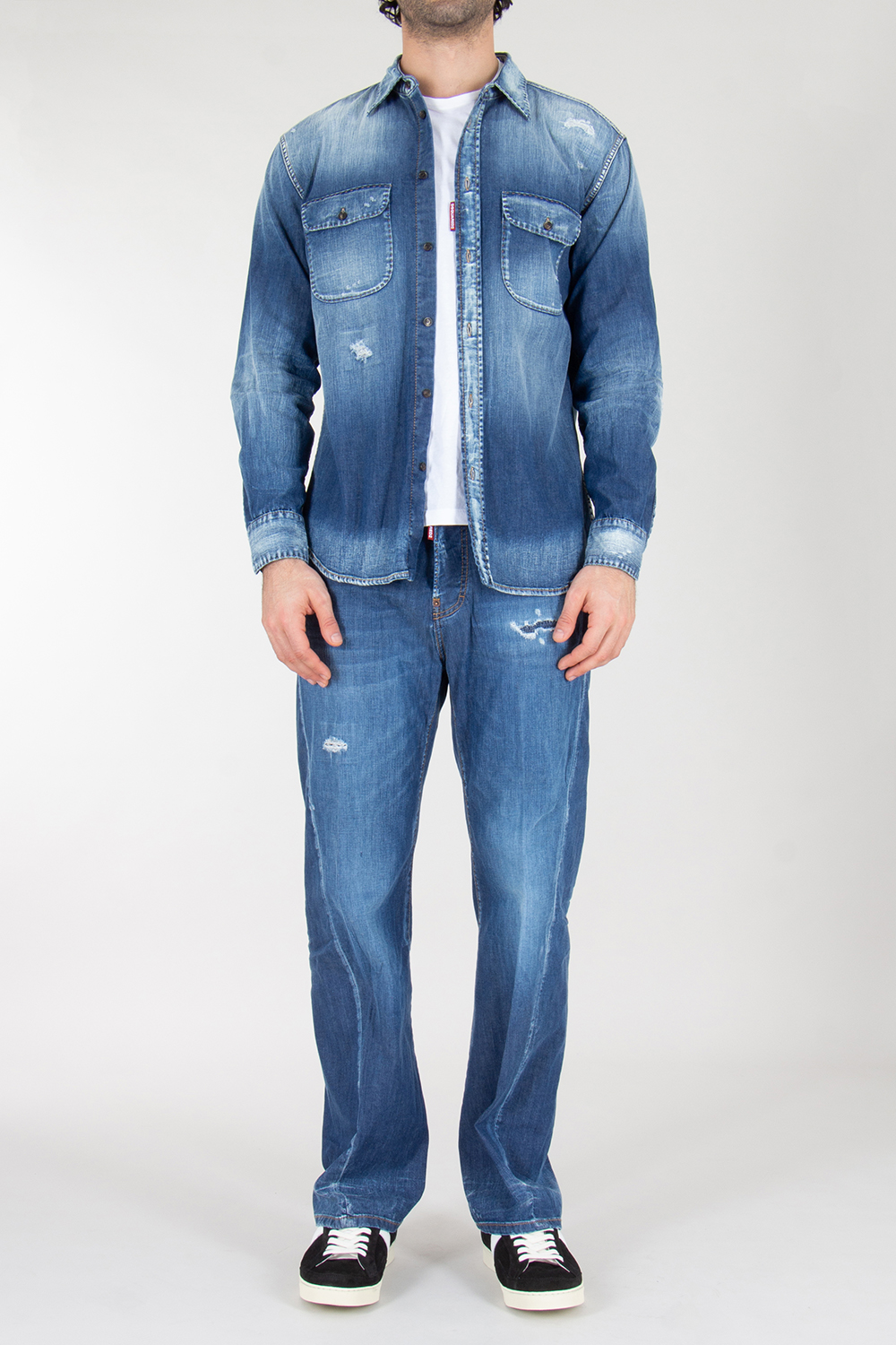DSQUARED2 Distressed Denim Shirt Canadian Vintage