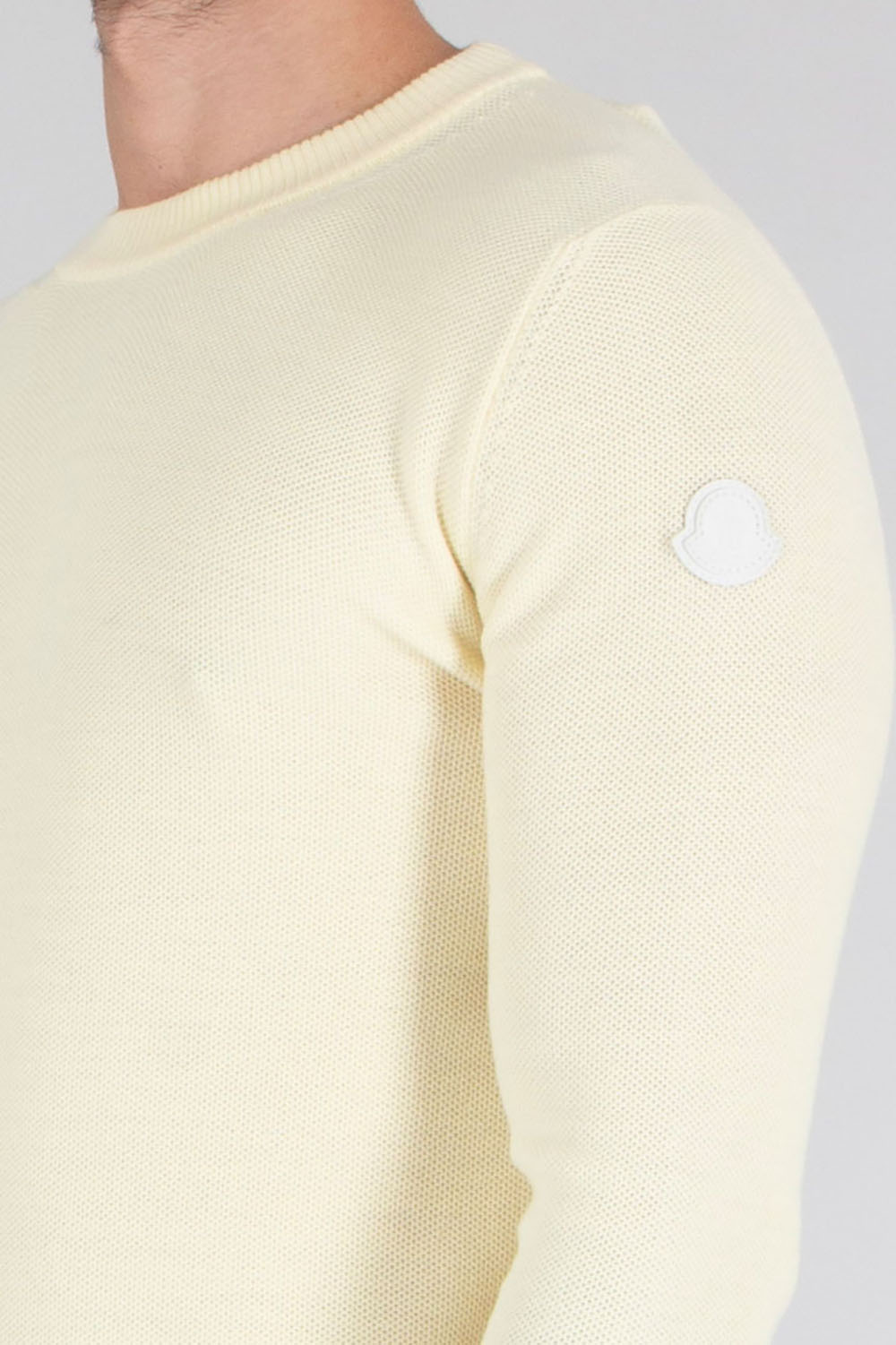 MONCLER Regular Fit Micro Knit Virgin Wool Crew Neck Sweater