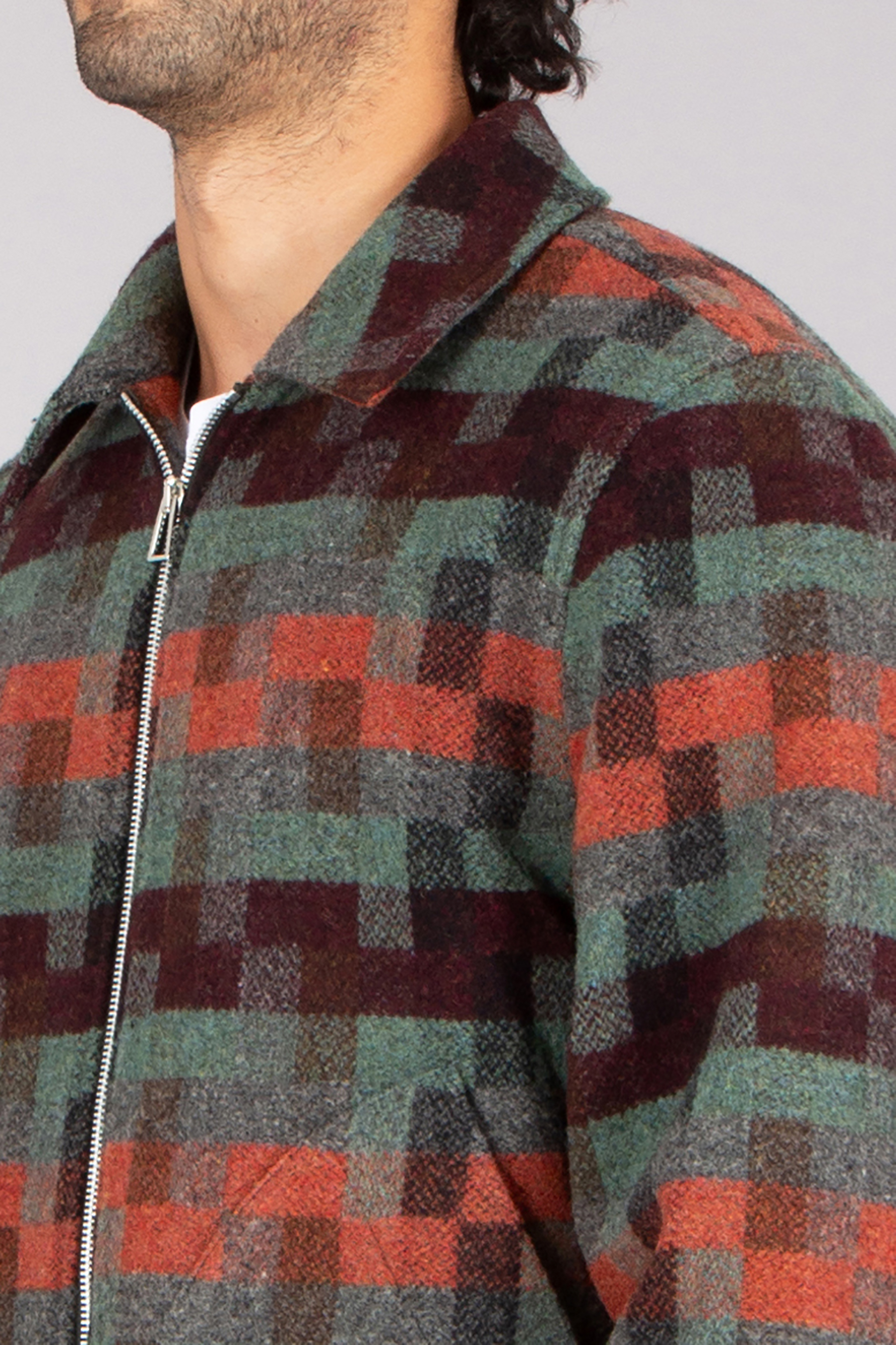 PAUL SMITH Regular Fit Jacquard Check Wool Zip Jacket Mantel, Jacke, Hemd, Mann, Person