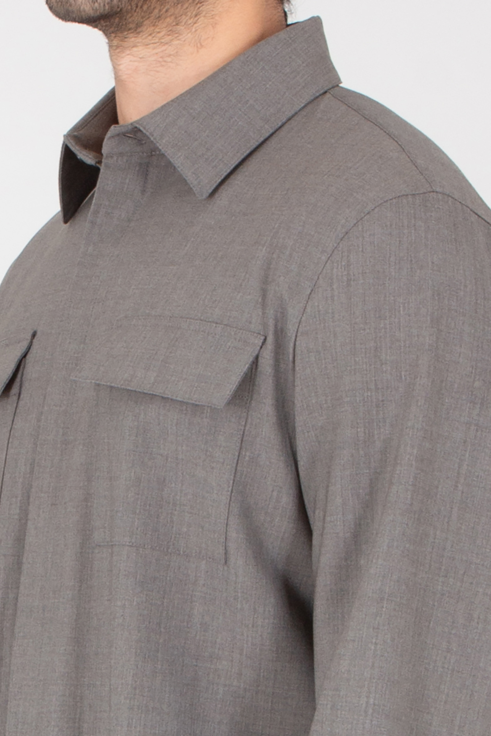 HERNO Regular Fit Bi-Stretch Virgin Wool Overshirt