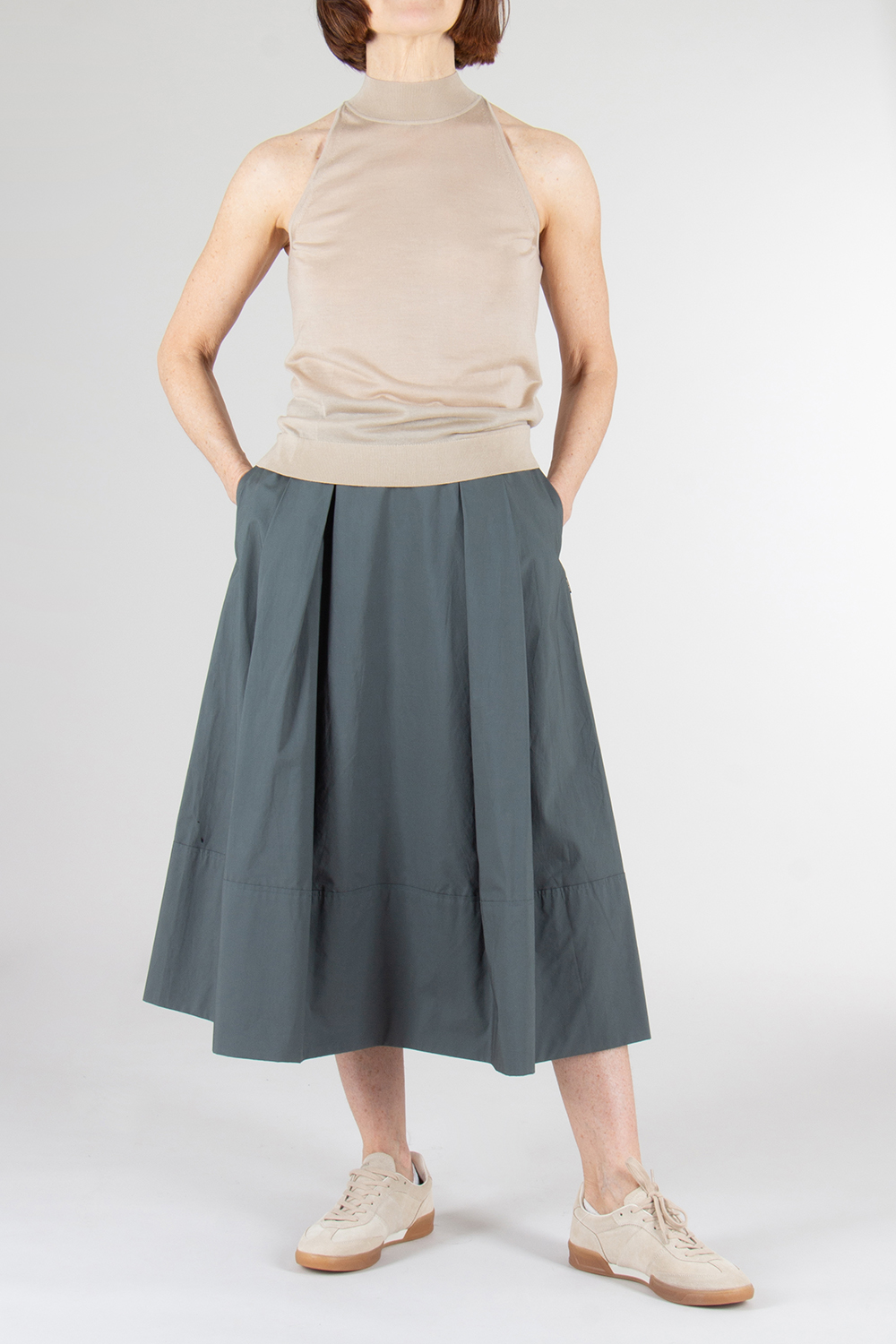 WOOLRICH Cotton Poplin Box Pleat Skirt