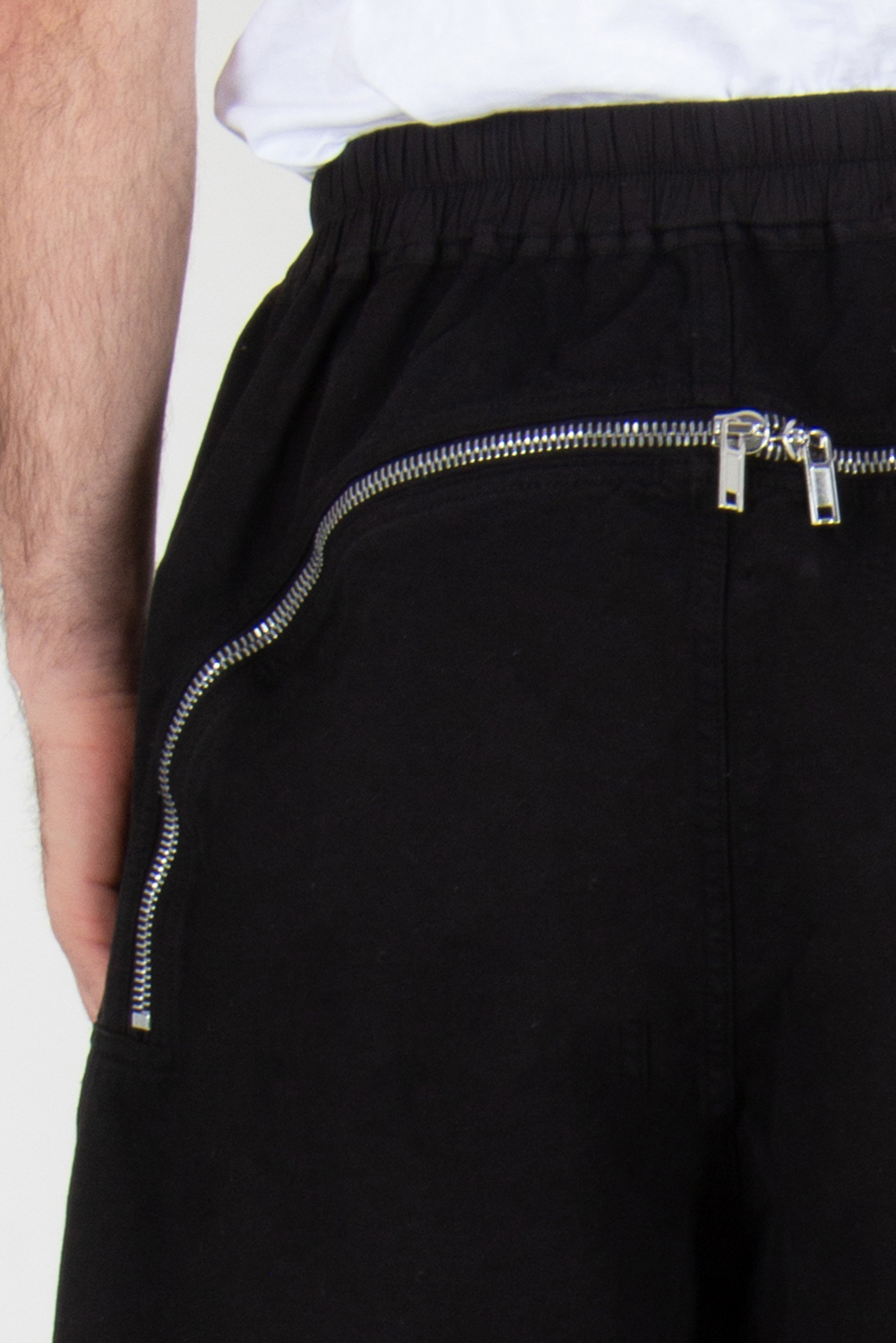 RICK OWENS DRKSHDW Wide Leg Cotton Canvas Shorts Butt Zip 