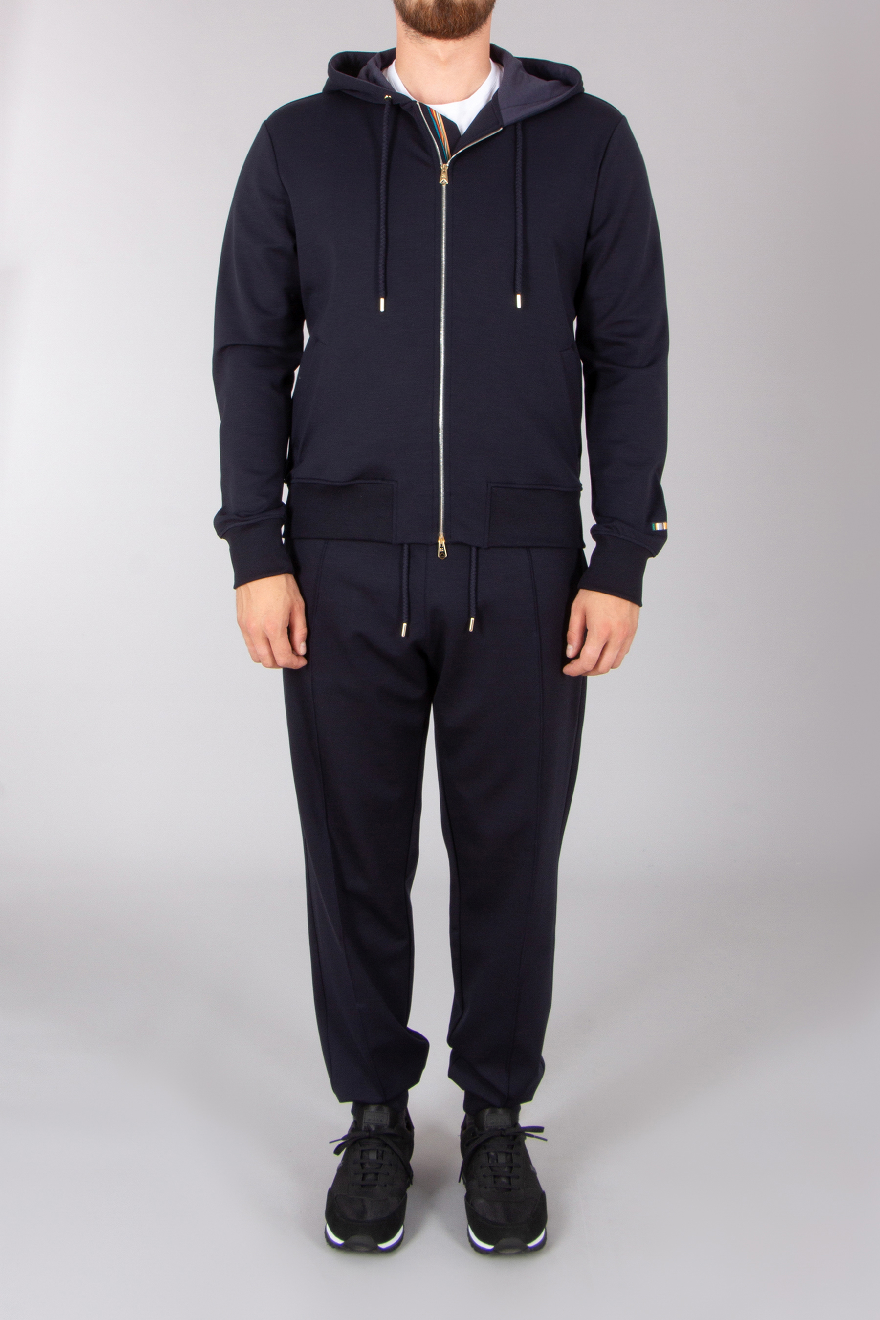 PAUL SMITH Regular Fit Lyocell-Cotton Stretch Jersey Zip-Up Hoodie Mantel, Kapuzenpulli, Hosen, Mann, Person