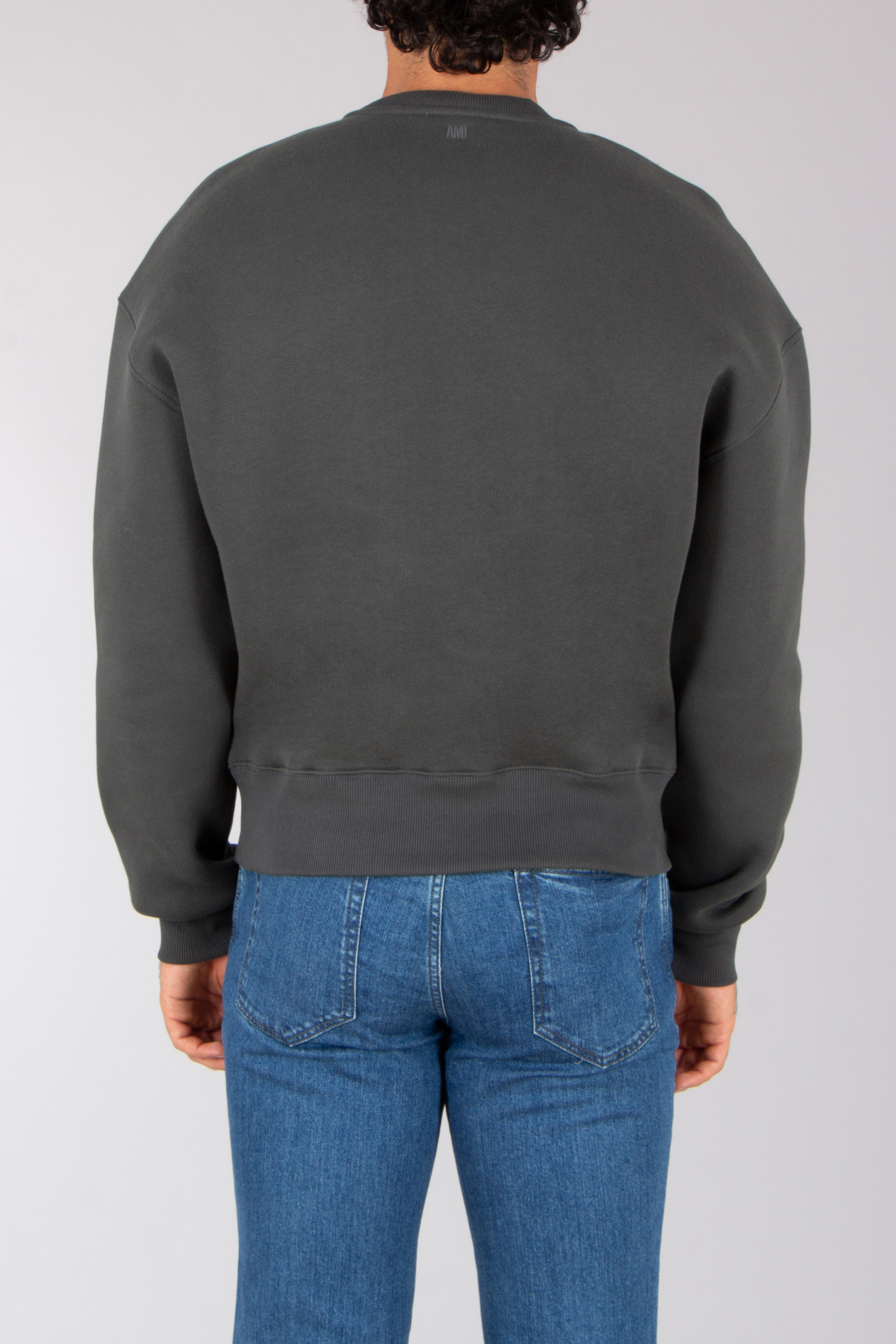 AMI PARIS Comfort Fit Ami De Coeur Brushed Cotton Blend Fleece Sweatshirt Pulli, Hosen, Sweatshirt, Mann, Person