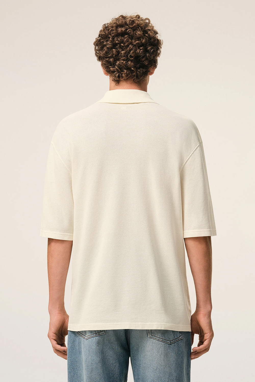 AMI PARIS Straight Fit Ami de Coeur Light Cotton Piqué Polo Shirt