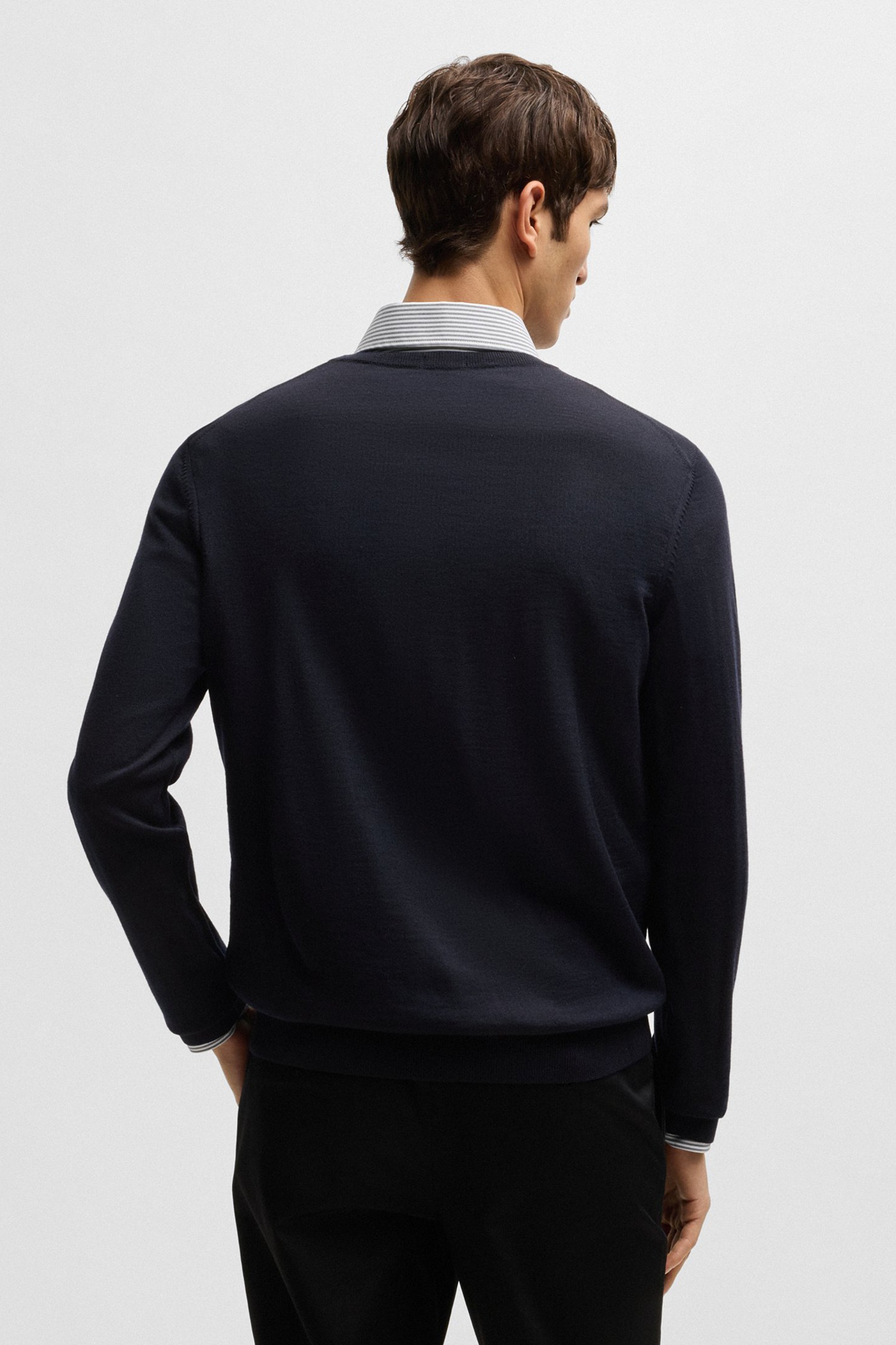 BOSS Slim Fit Virgin Wool V-Neck Sweater Melba-P