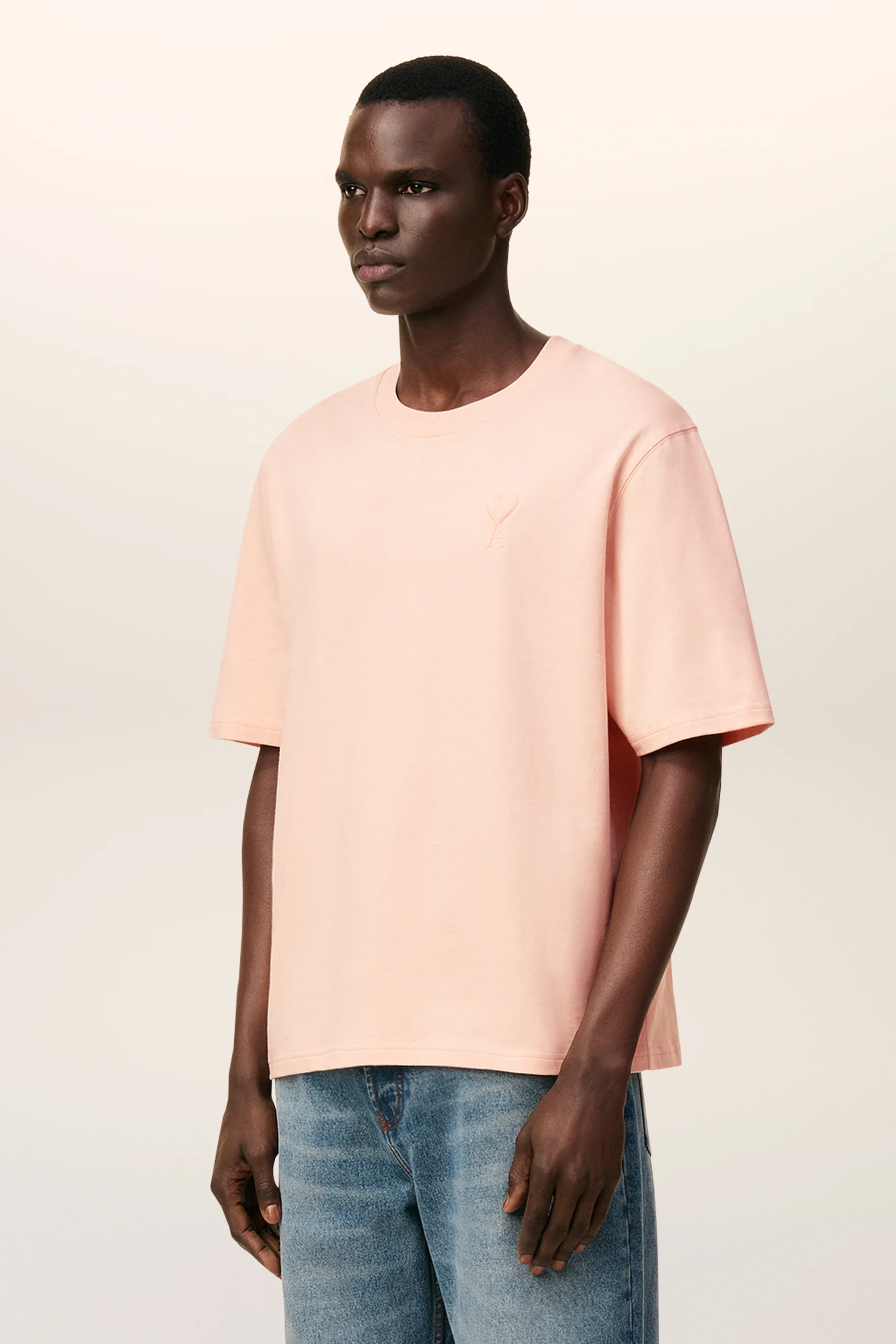 AMI PARIS Boxy Fit Ami De Coeur Cotton Jersey T-Shirt T-shirt, Ärmel, Erwachsener, Mann, Person