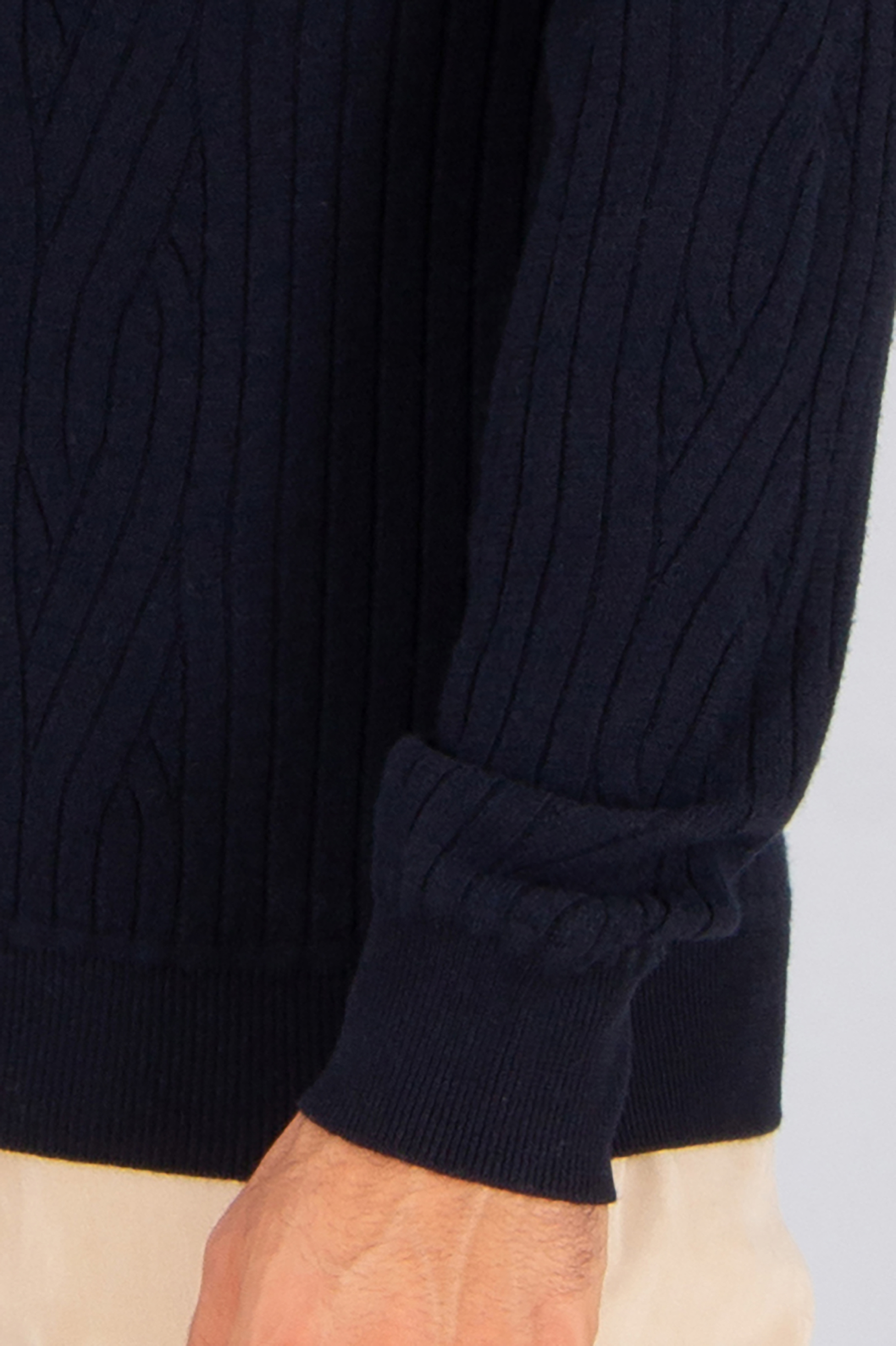 BRIONI Regular Fit Cable Knit Wool-Cashmere Blend Crew Neck Sweater Bekleidung, Strickwaren, Pullover, Langarm, Ärmel