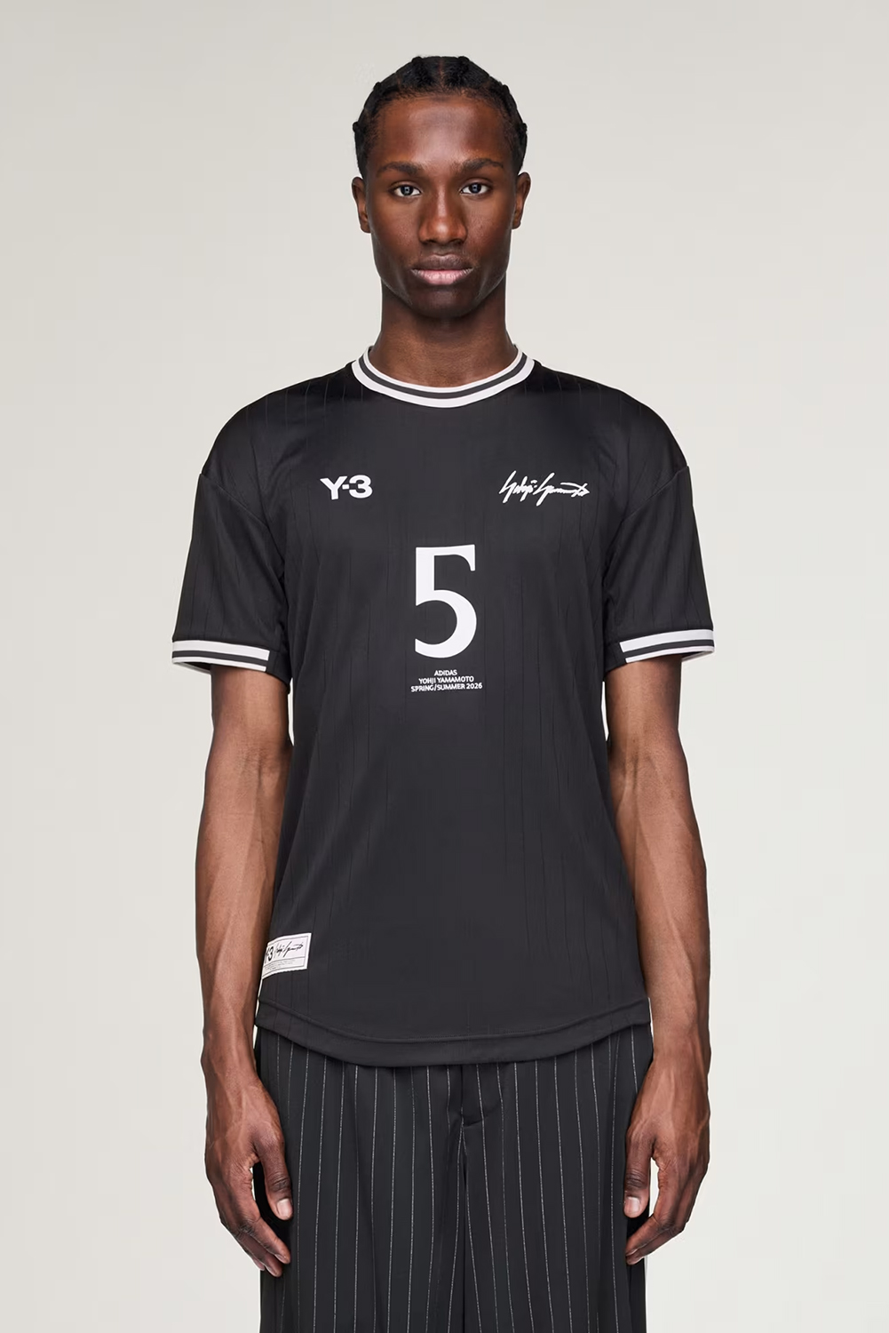 Y-3 Regular Fit Pinstripe Jude Bellingham Football Jersey