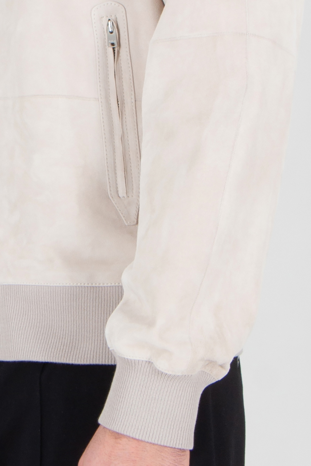 ARMA Regular Fit Lamb Suede Bomber Jacket