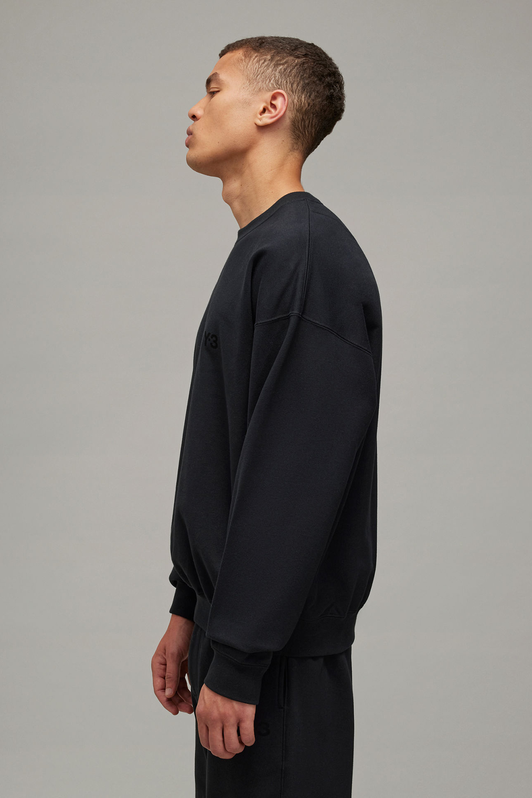 Y-3 Loose Fit Brushed Cotton Blend French Terry Sweatshirt Langarm, Ärmel, Mantel, Formelle Kleidung, Anzug