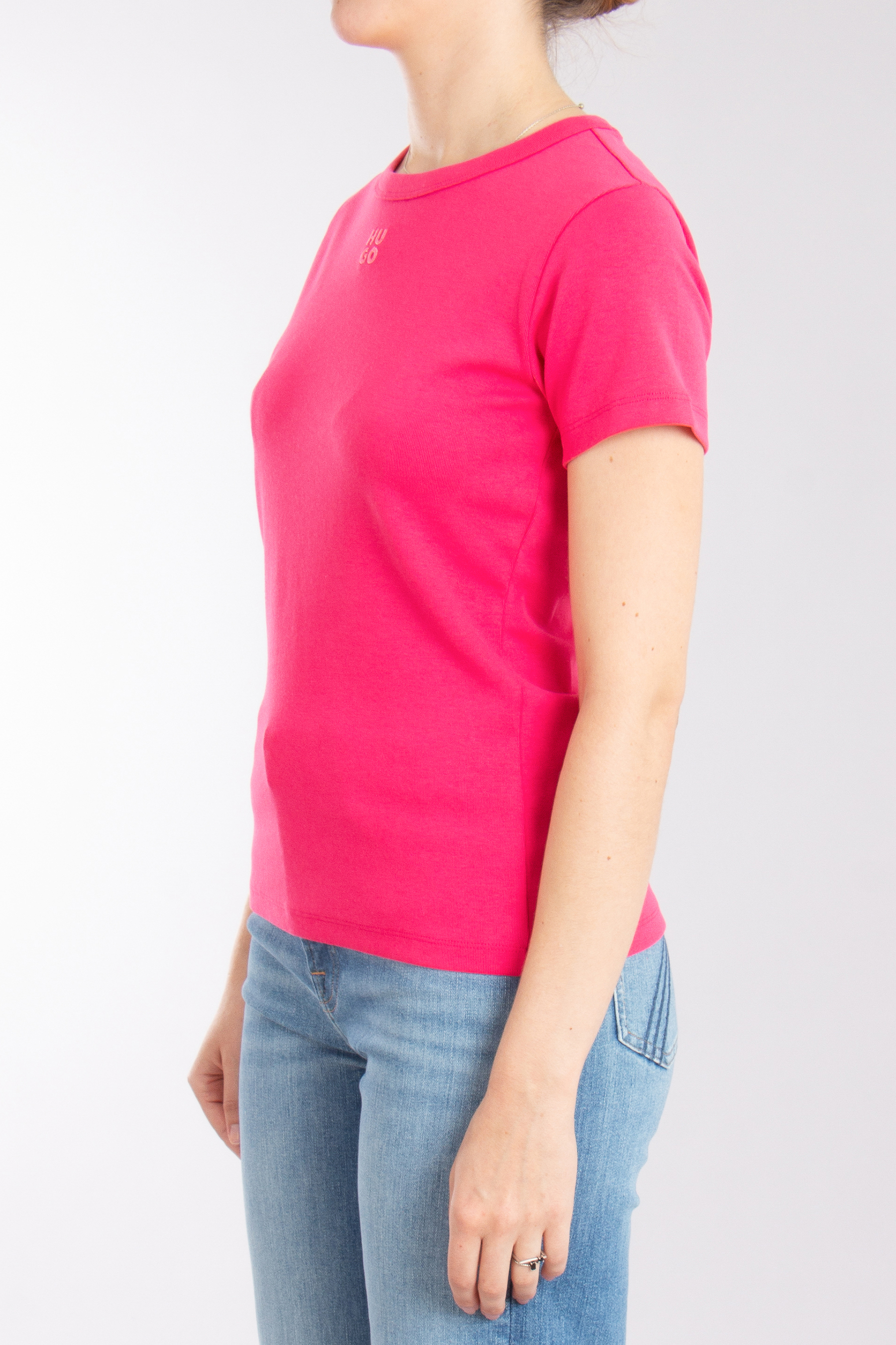HUGO Embroidered Cotton Blend Stretch T-Shirt Deloris HUGO Embroidered Cotton Blend Stretch T-Shirt Deloris