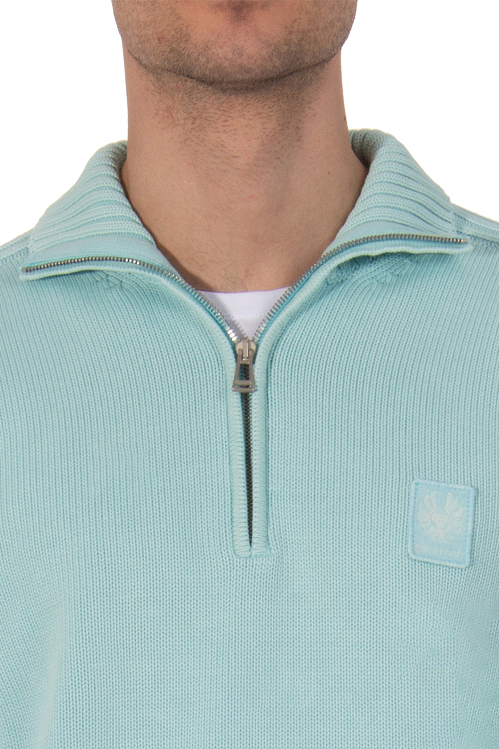 BELSTAFF Quarter Zip Cotton Knit Sweater