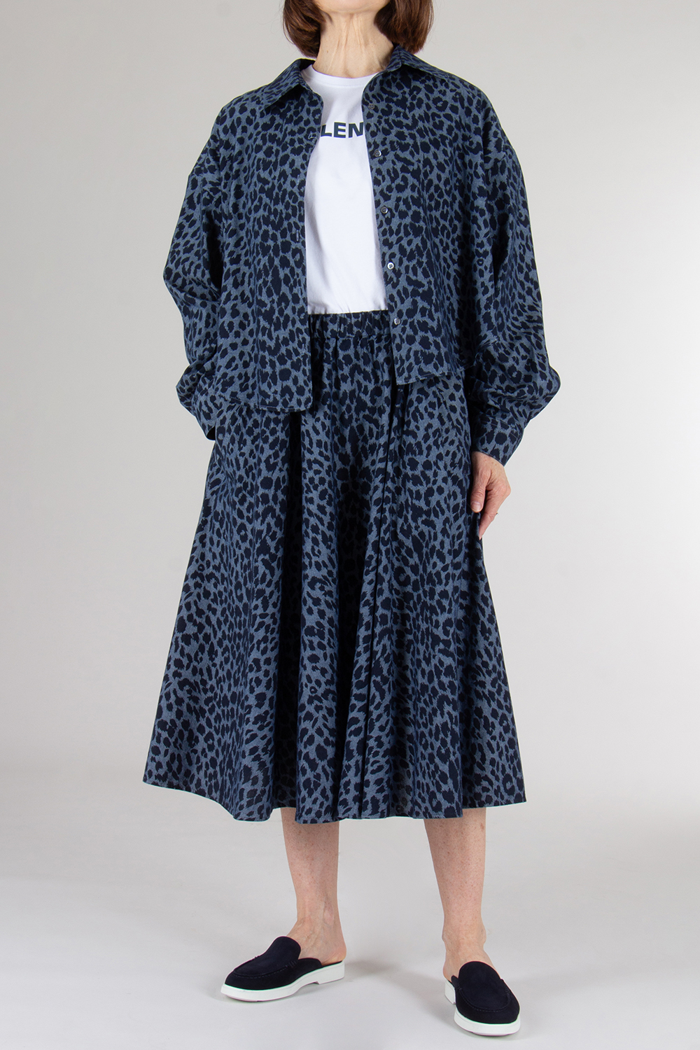 ASPESI Oversized Cotton Leopard Print Blouse | 44IT/38D
