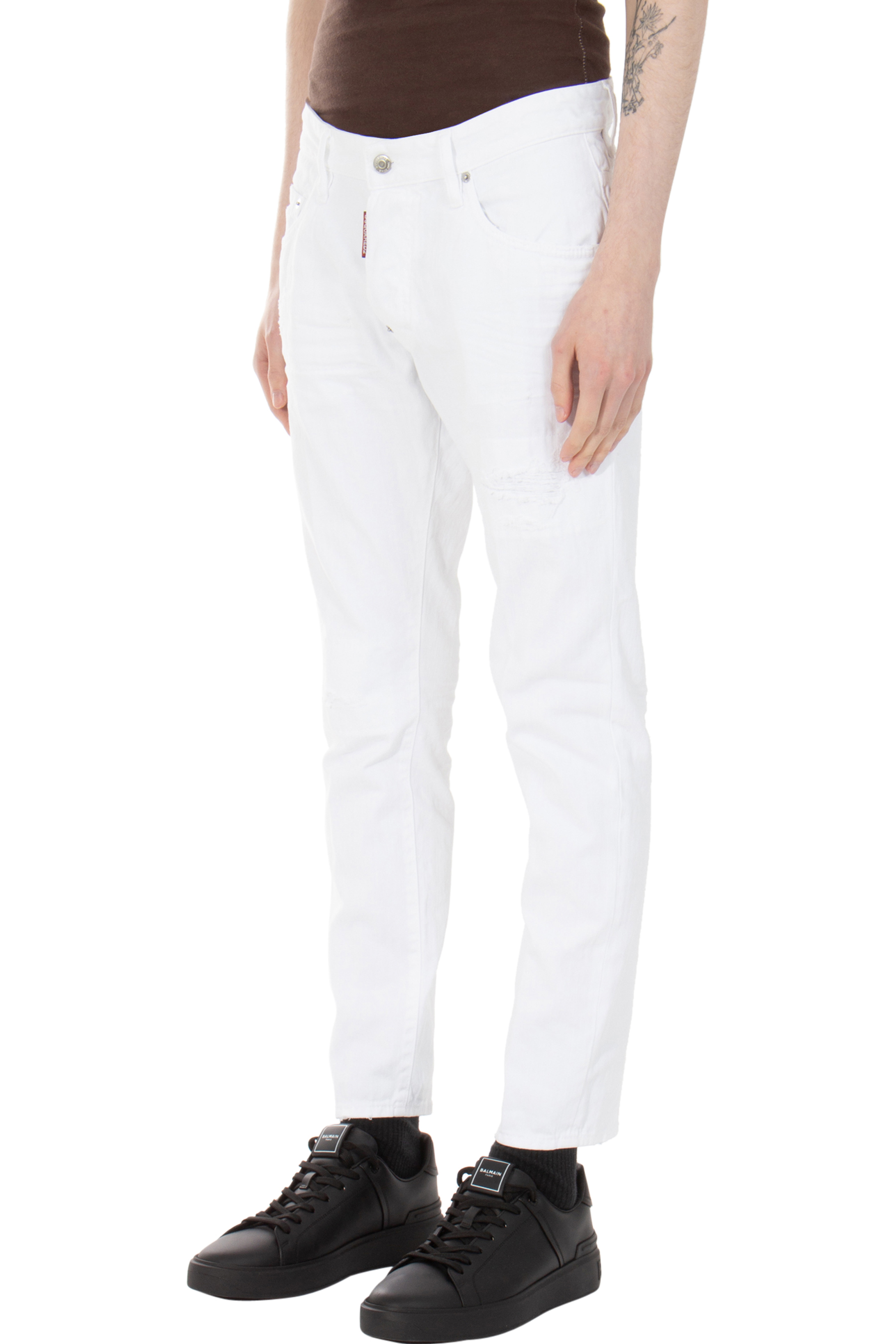 DSQUARED2 White Bull Cotton Stretch Denim Skater Jeans DSQUARED2 White Bull Cotton Stretch Denim Skater Jeans