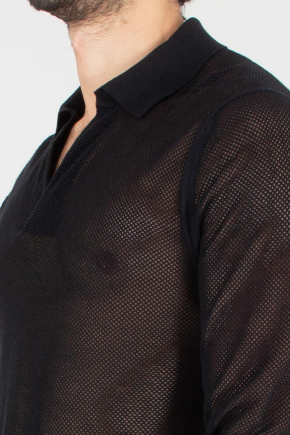 TOM FORD Regular Fit Lace Knit Cotton-Silk Blend Knit Polo