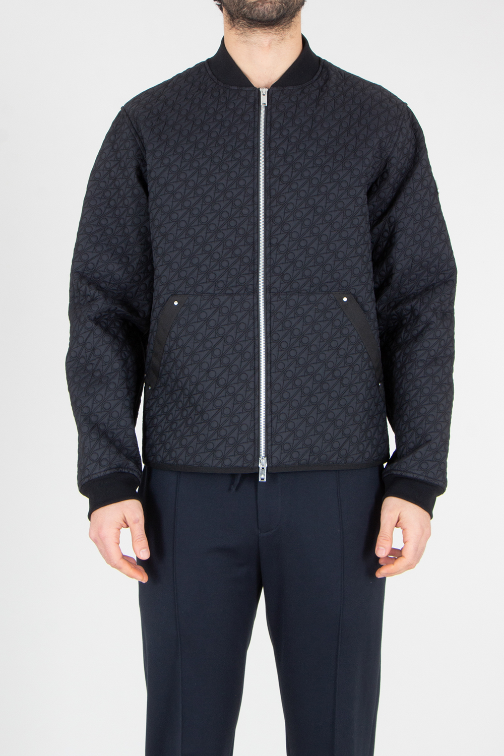 MOOSE KNUCKLES Regular Fit Monogram Quilting Recycled Nylon Transit Liner Bomber Mono Jacket