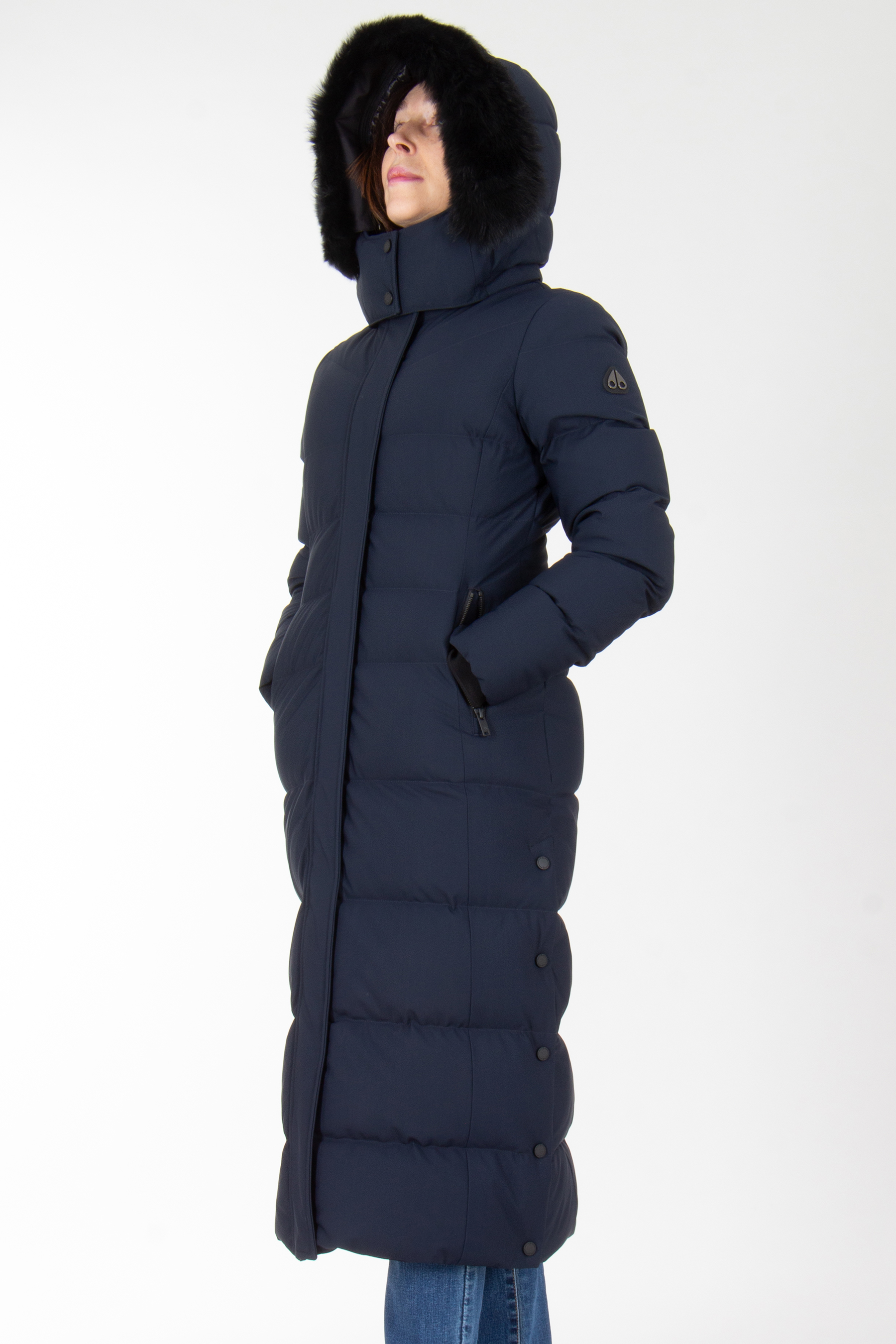 Mantel, Jacke, Kapuze, Jeanshose