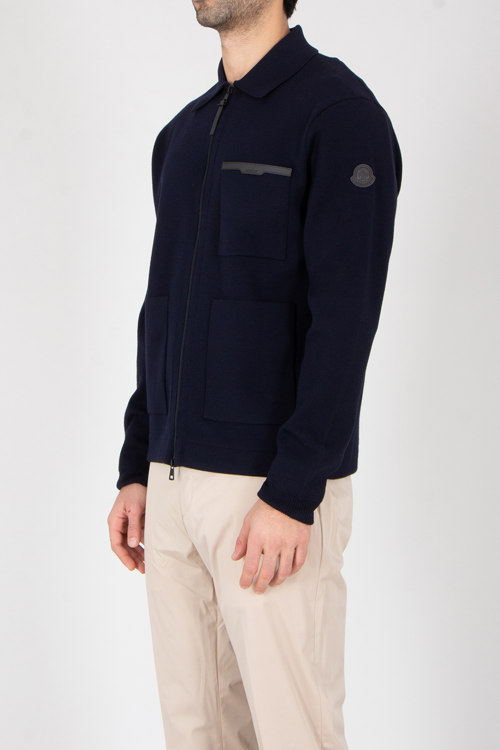 MONCLER Regular Fit Virgin Wool Zip Cardigan