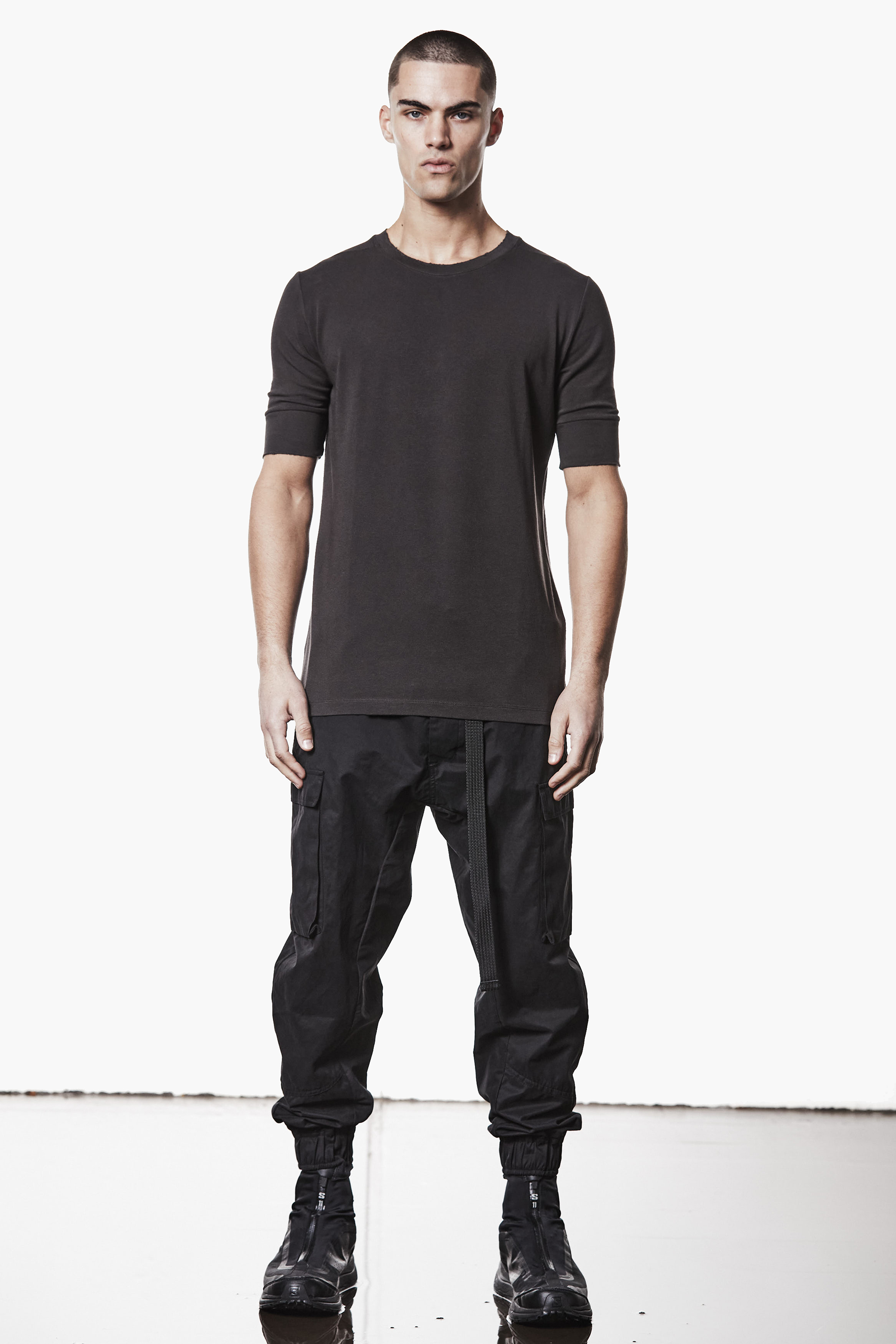 THOM KROM Slim Fit Cotton-Modal Stretch Jersey T-Shirt T-shirt, Person, Stehend, Hosen, Langarm