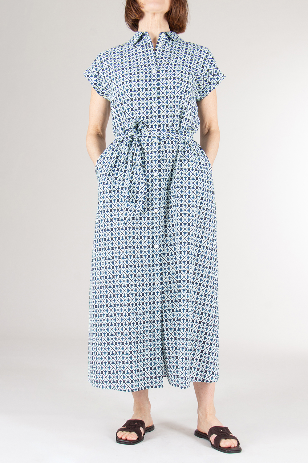 WOOLRICH Printed Cap Sleeve Shirt Dress 