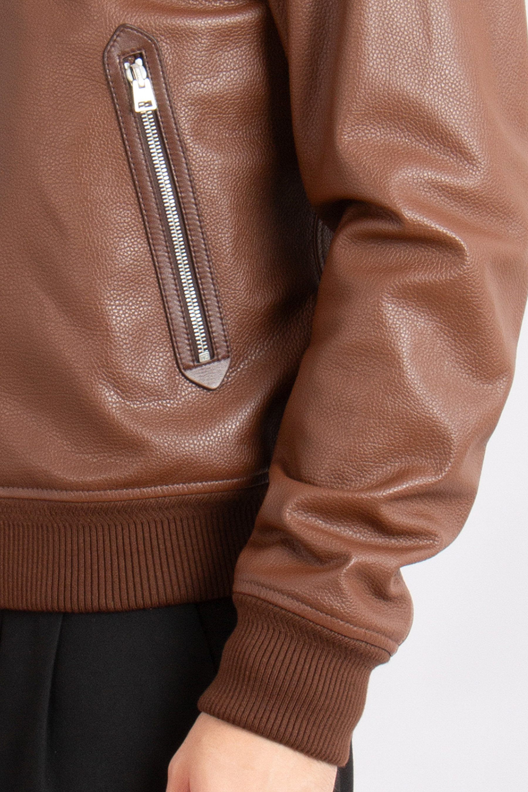 TOM FORD Grained Lamb Leather Track Bomber Jacket TOM FORD Grained Lamb Leather Track Bomber Jacket