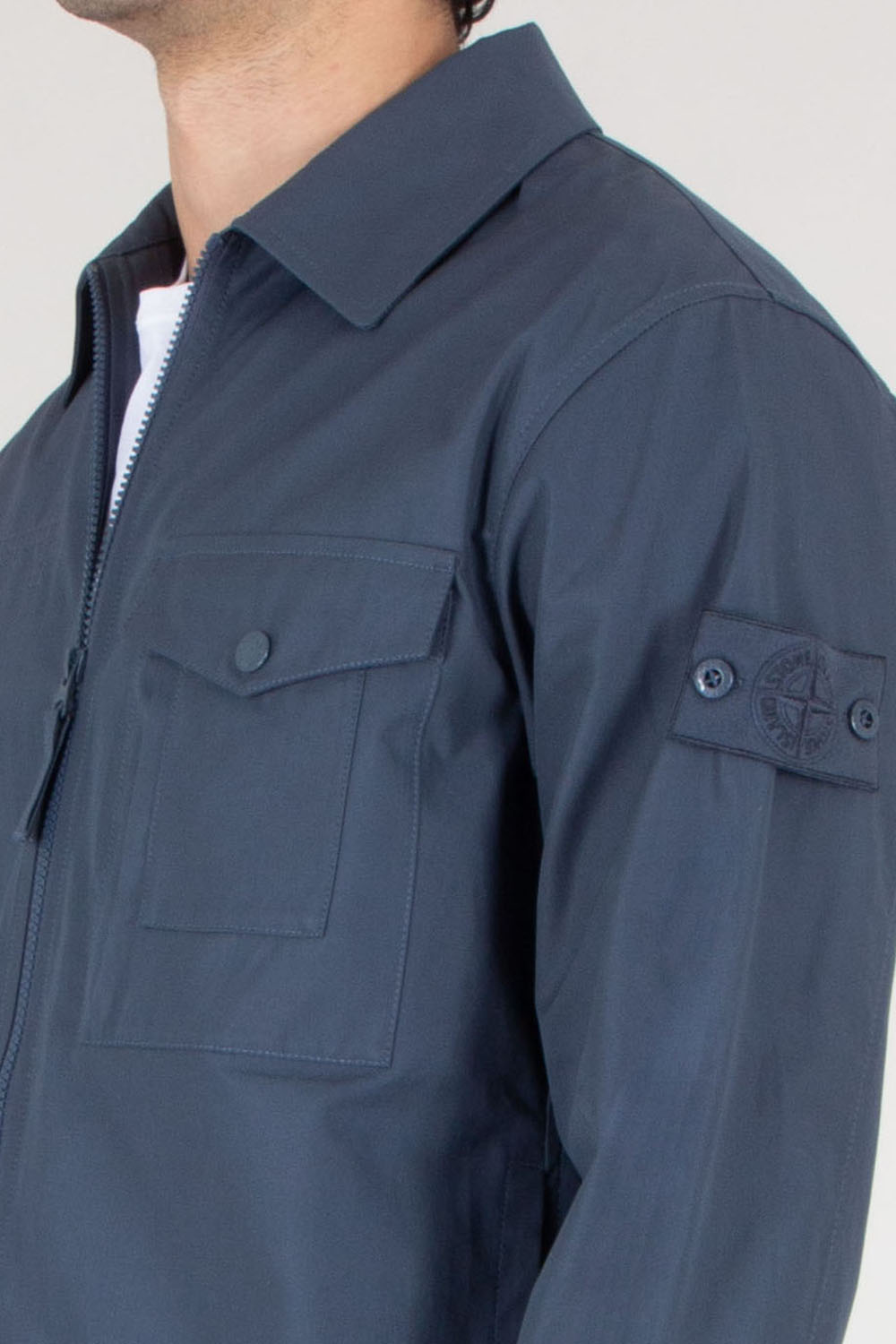 STONE ISLAND Regular Fit Cotton Canvas Overshirt Ghost