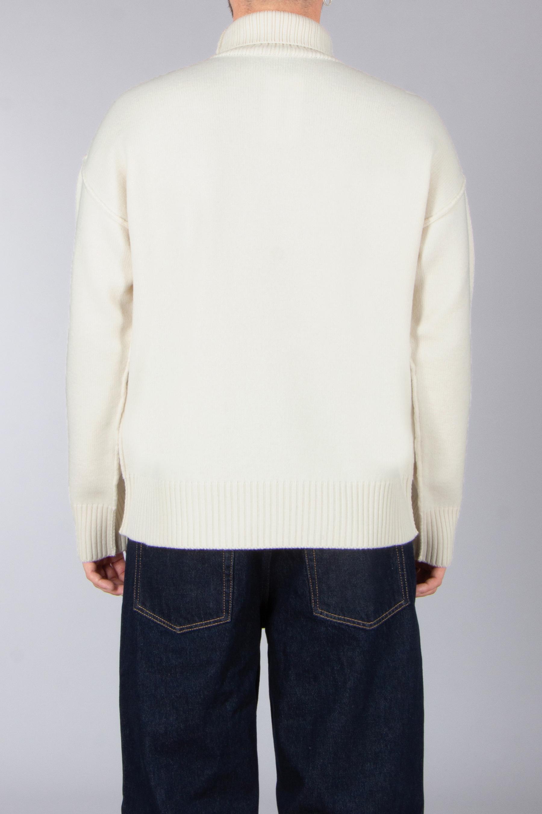 AMI PARIS Relaxed Fit Ami De Coeur Virgin Wool Funnel Neck Sweater Bekleidung, Strickwaren, Pullover, Jeanshose, Sweatshirt