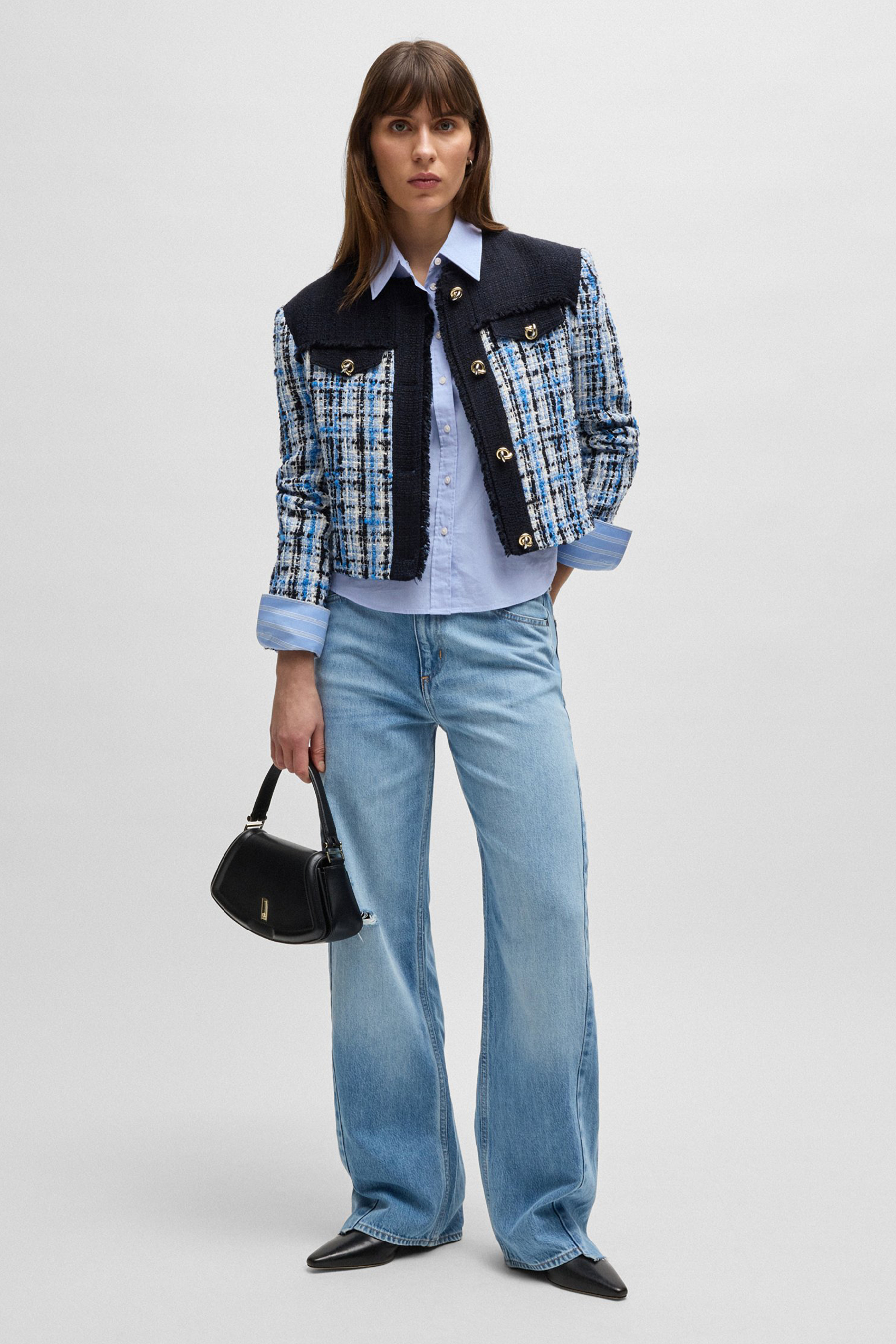 BOSS Regular Fit Striped Stretch Cotton Blend Blouse Brielle Hosen, Blazer, Jacke, Hemd, Jeanshose