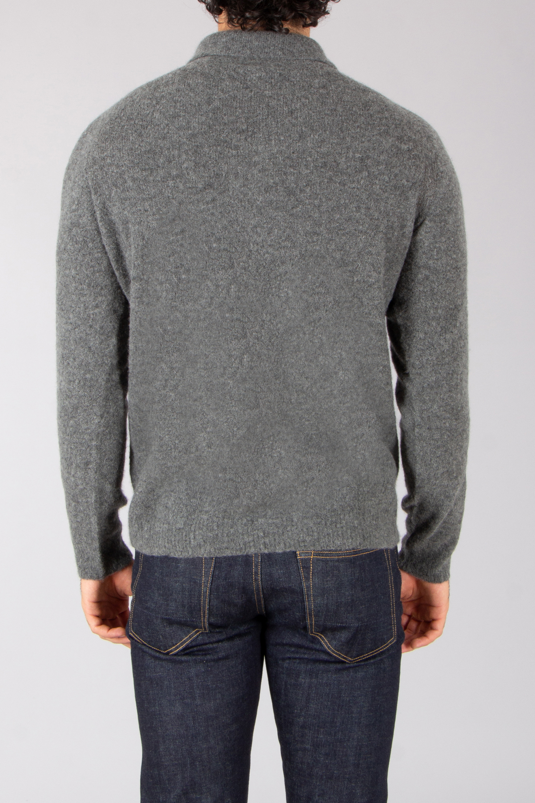 ROBERTO COLLINA Regular Fit Cashmere-Silk Blend Knit Polo Langarm, Ärmel, Strickwaren, Pullover, Hosen