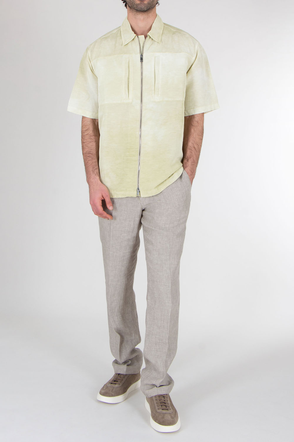 ROBERTO COLLINA Relaxed Fit Short Sleeve Overshirt 