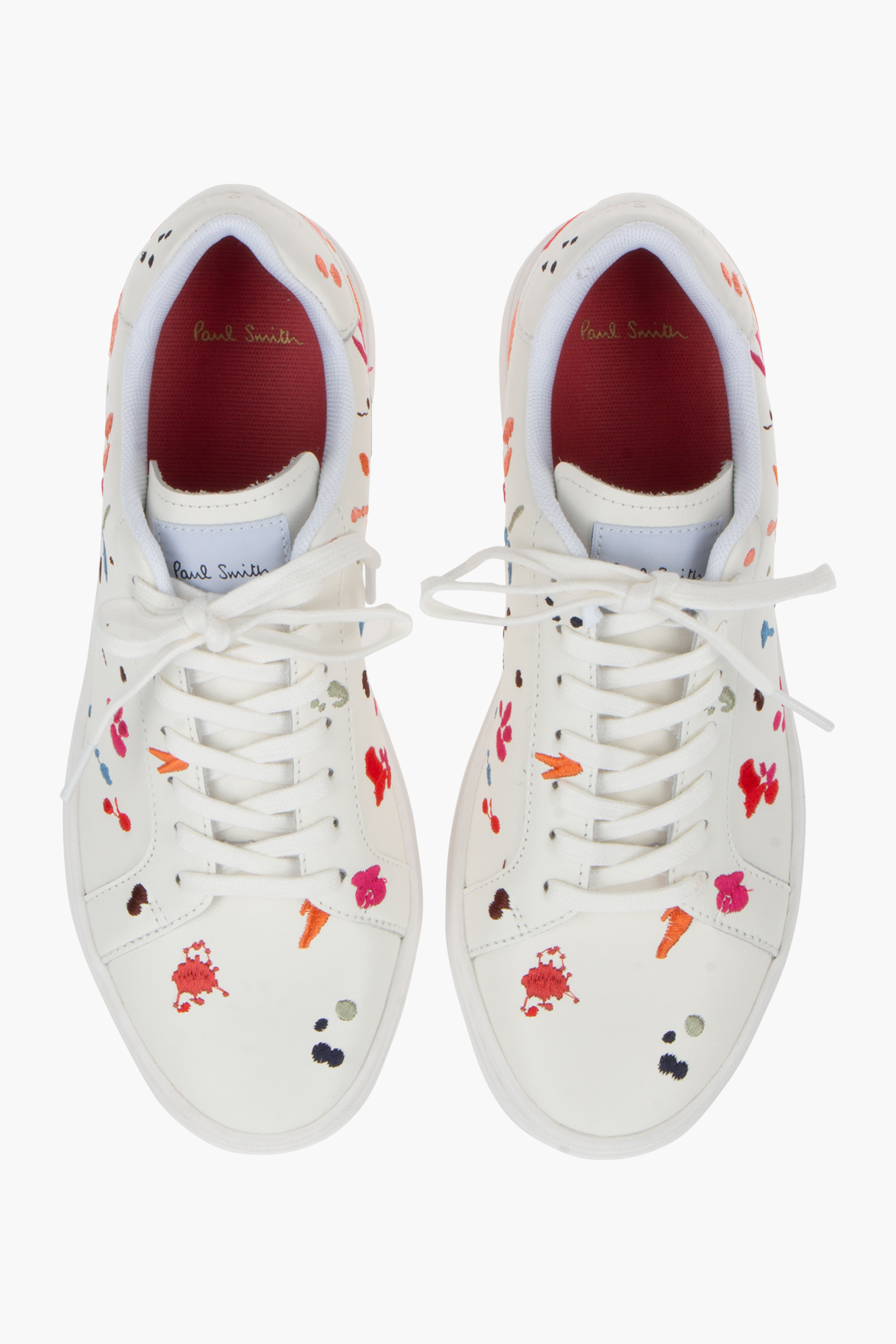 PAUL SMITH Paint Splash Embroidery Leather Sneakers
