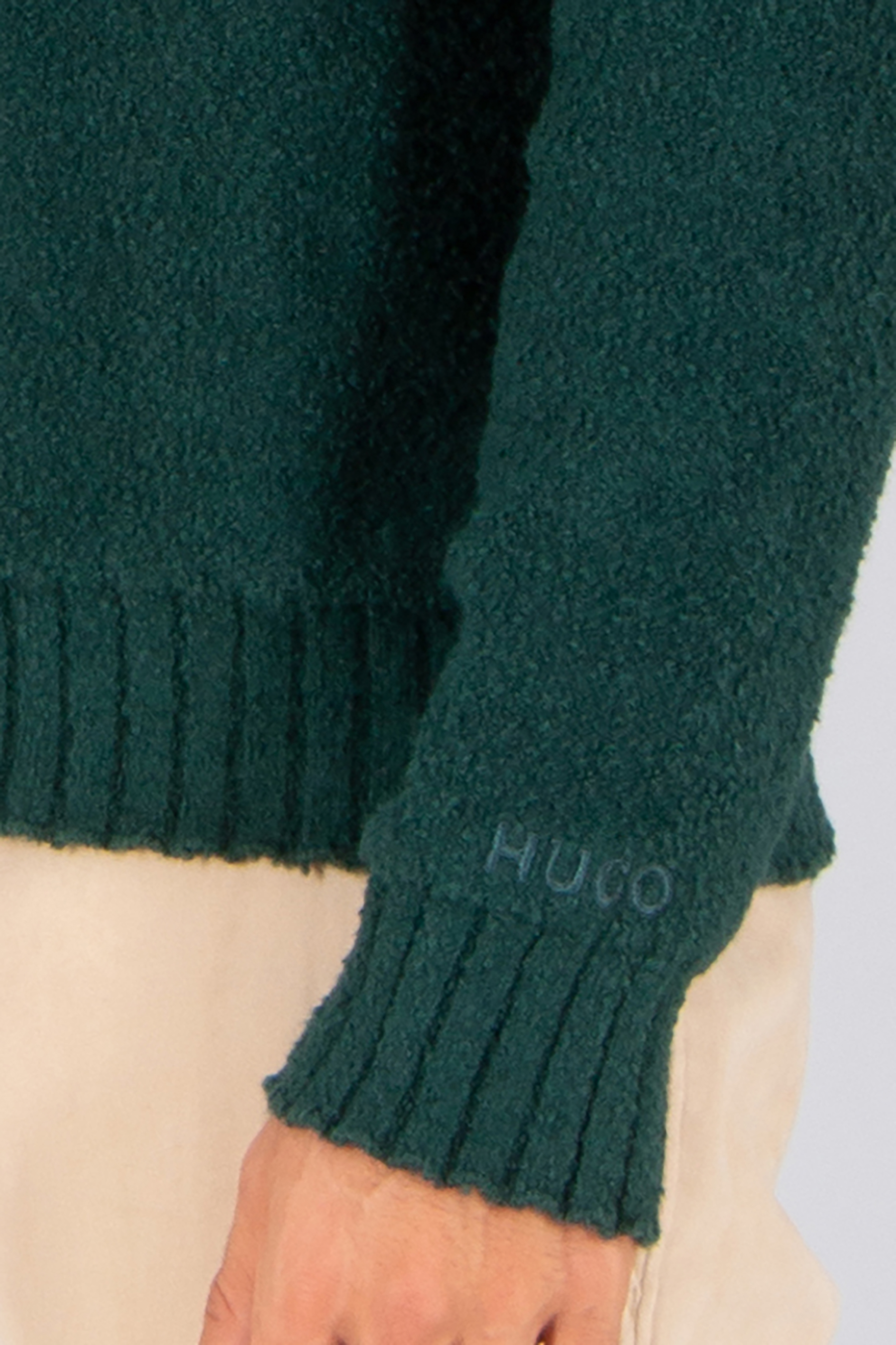 HUGO Regular Fit Cotton Blend Slub Crew Neck Sweater San Christopher Bekleidung, Strickwaren, Pullover