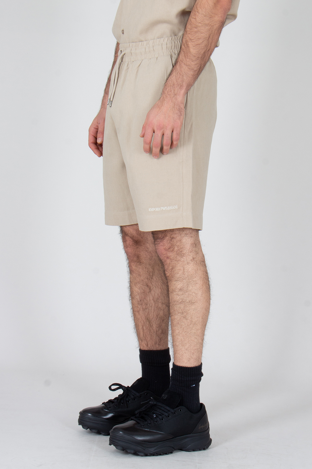 EMPORIO ARMANI Relaxed Fit Linen Blend Bermuda Shorts