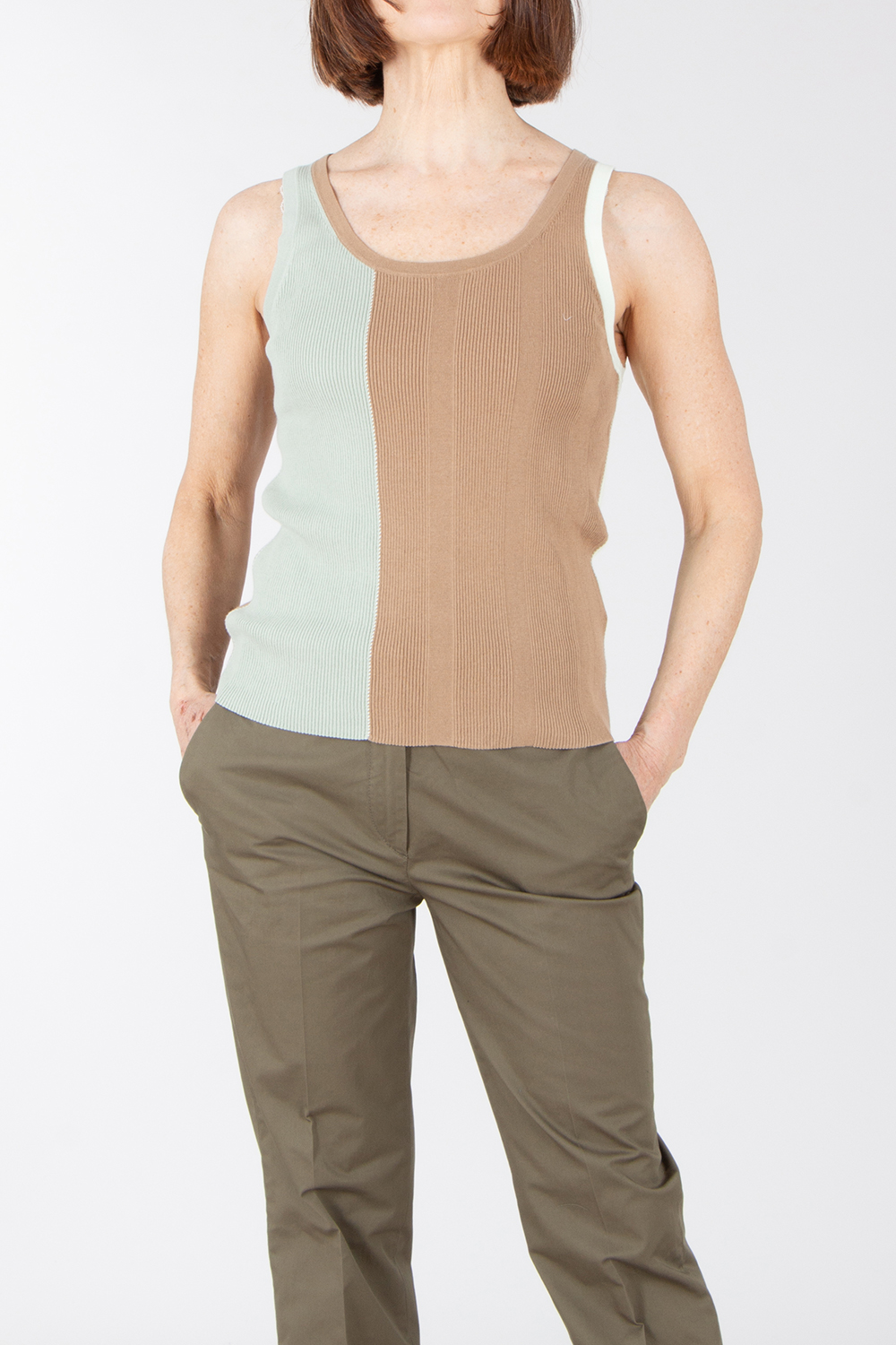 PAUL SMITH Colour-Block Organically Grown Cotton Knitted Top