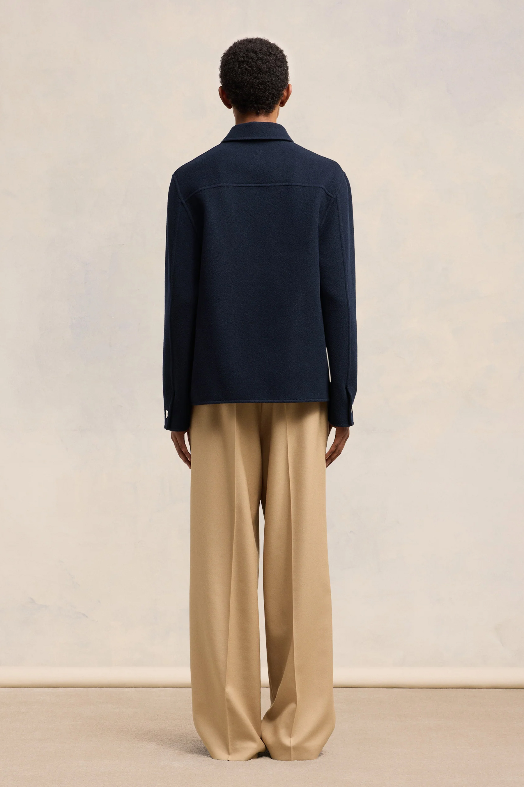 AMI PARIS Double-Face Wool-Cashmere Semi Zipped Jacket AMI PARIS Double-Face Wool-Cashmere Semi Zipped Jacket