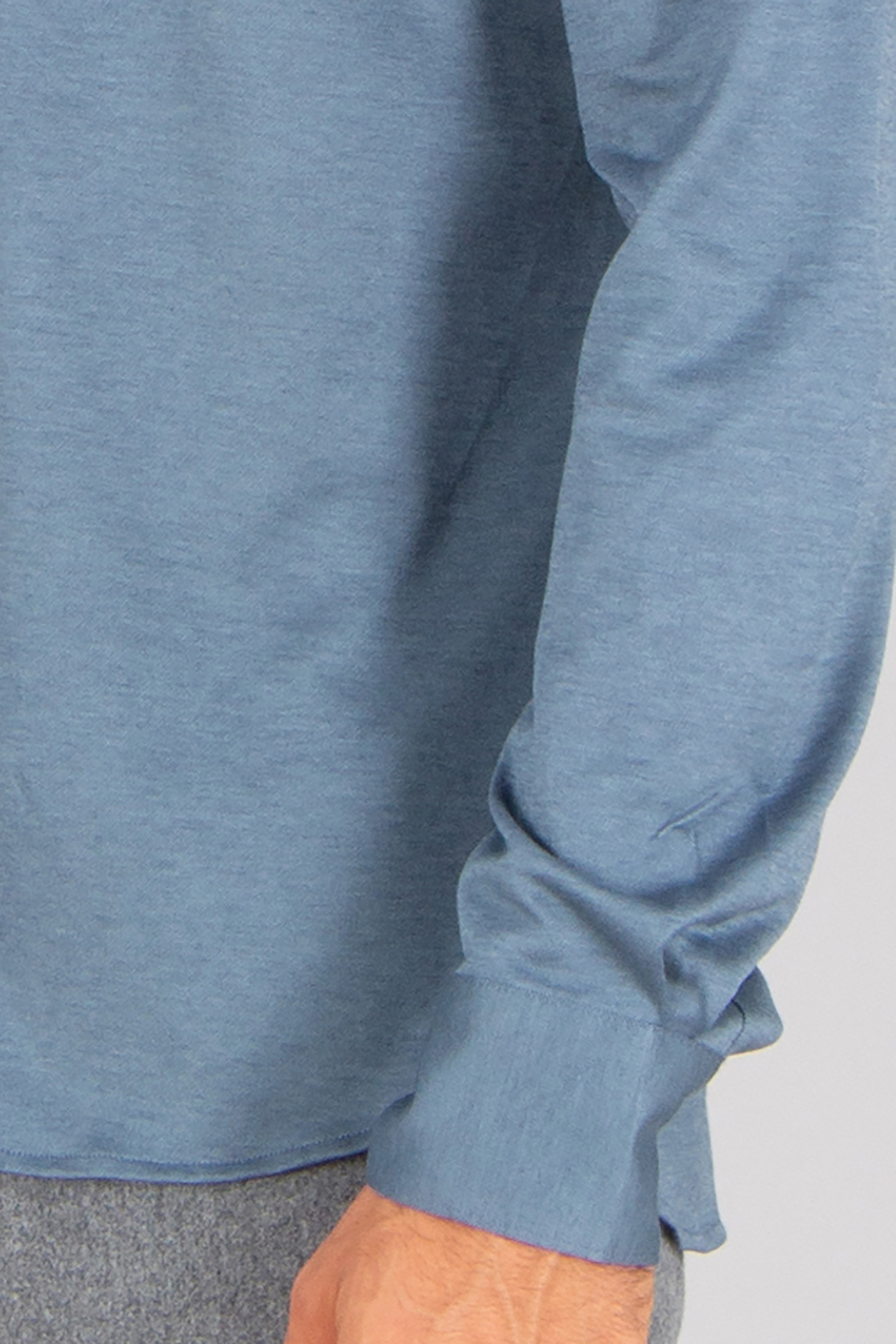 CANALI Regular Fit Cotton-Lyocell Piqué Shirt Langarm, Ärmel, Hosen, Jeans, Person