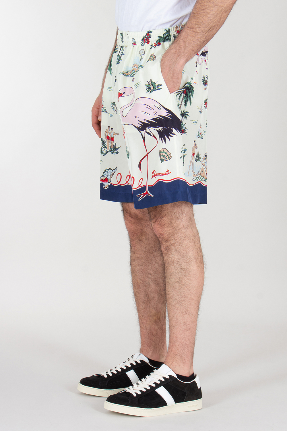 DSQUARED2 Relaxed Fit Silk Baseball Shorts