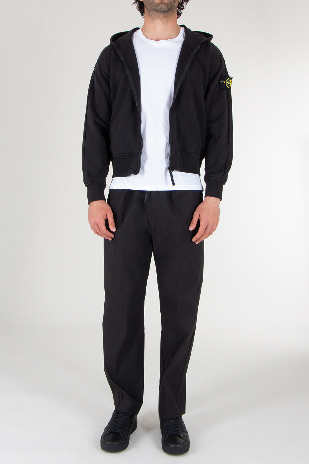 STONE ISLAND Regular Fit Cropped Zip-Up Hoodie