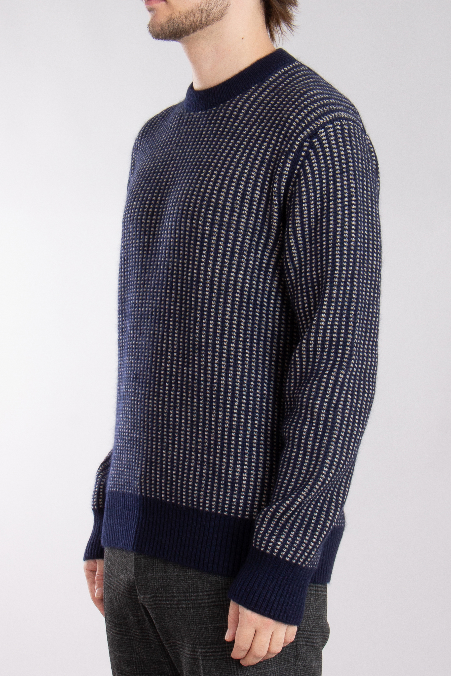 ZEGNA Jacquard Pattern Cashmere-Mohair-Silk Blend Sweater