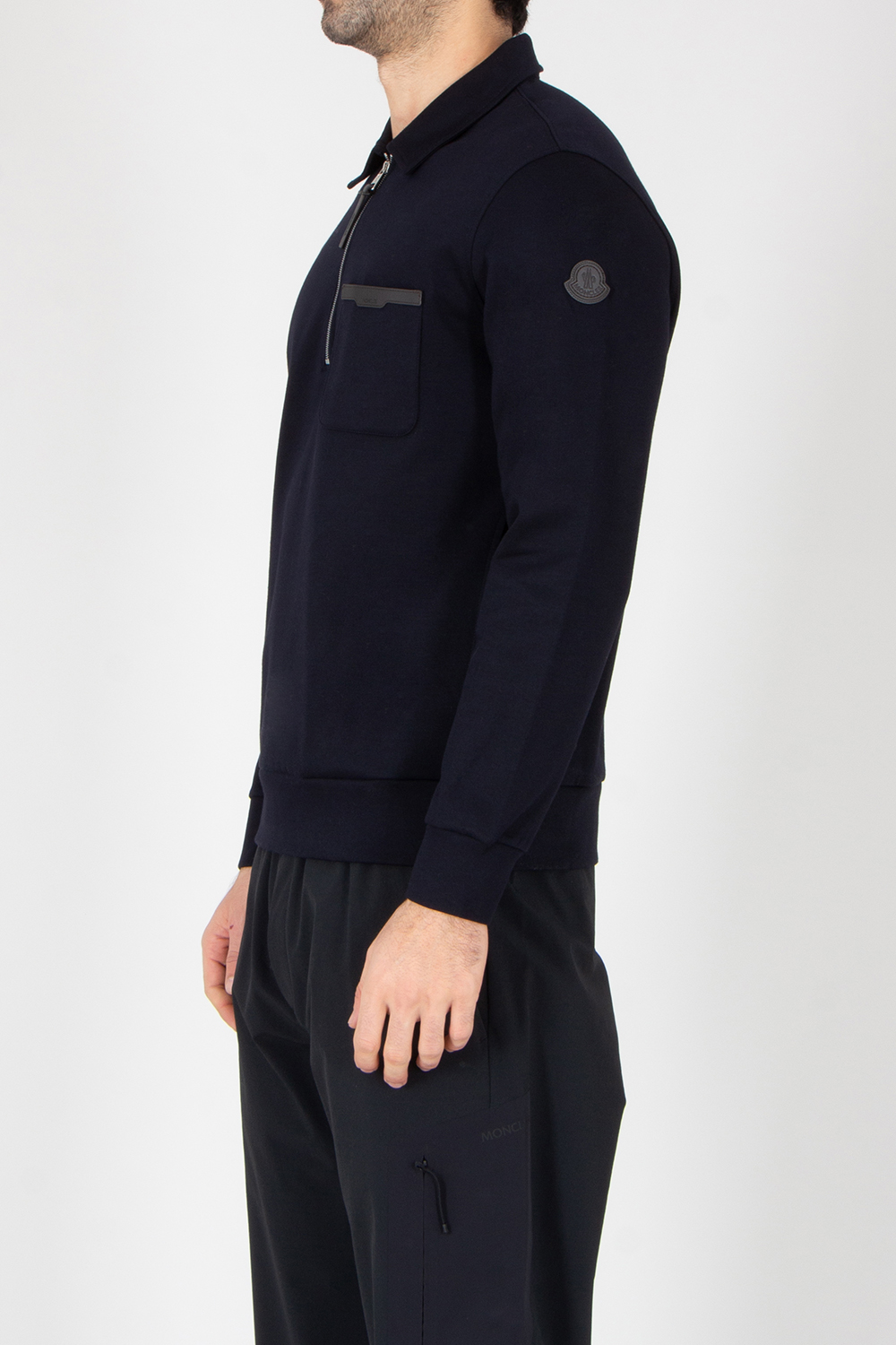 MONCLER Loose Fit Cotton Blend Double Jersey Sweatshirt