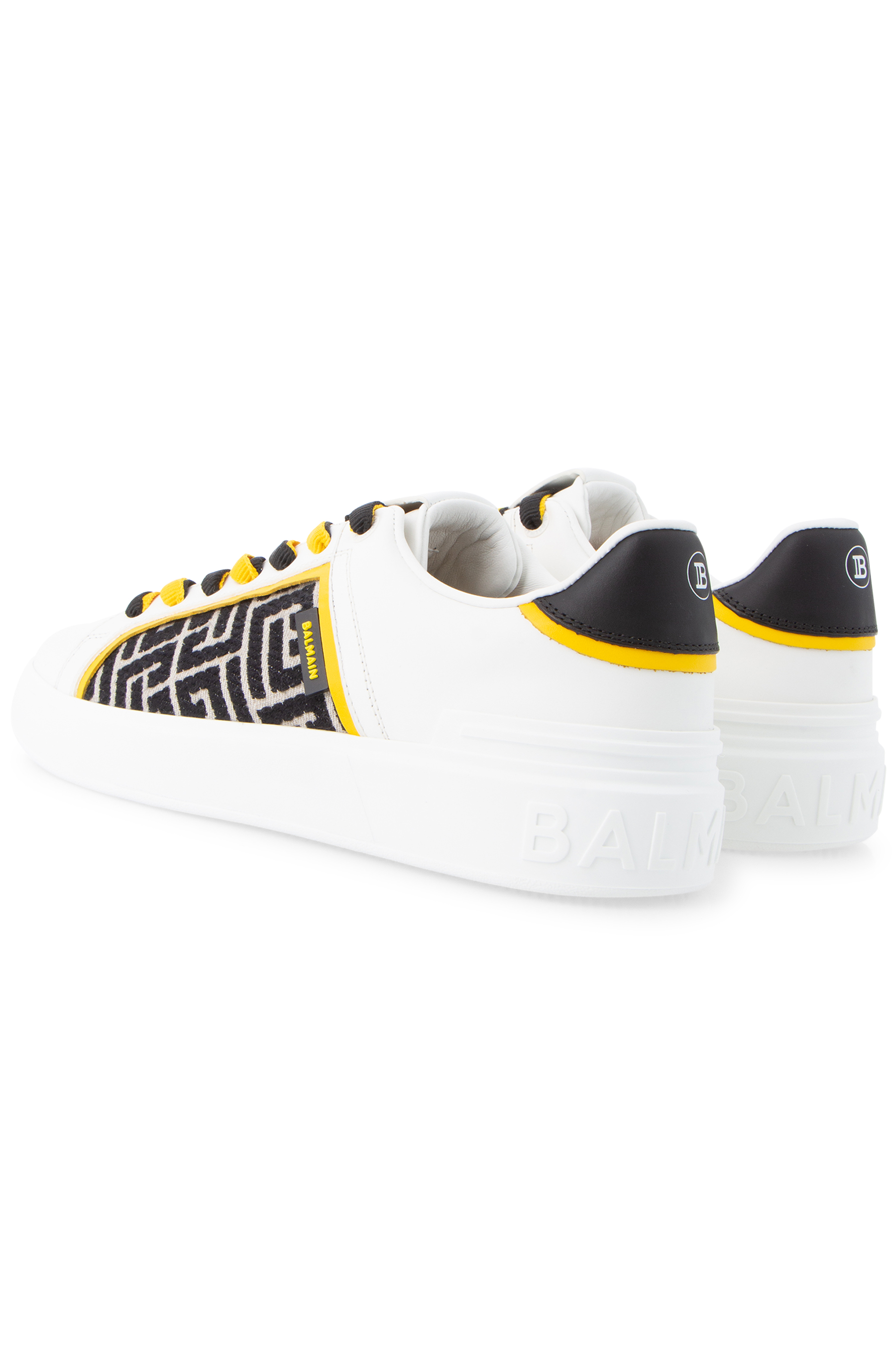 BALMAIN Monogrammed Jacquard And Leather Sneakers B-Court BALMAIN Monogrammed Jacquard And Leather Sneakers B-Court