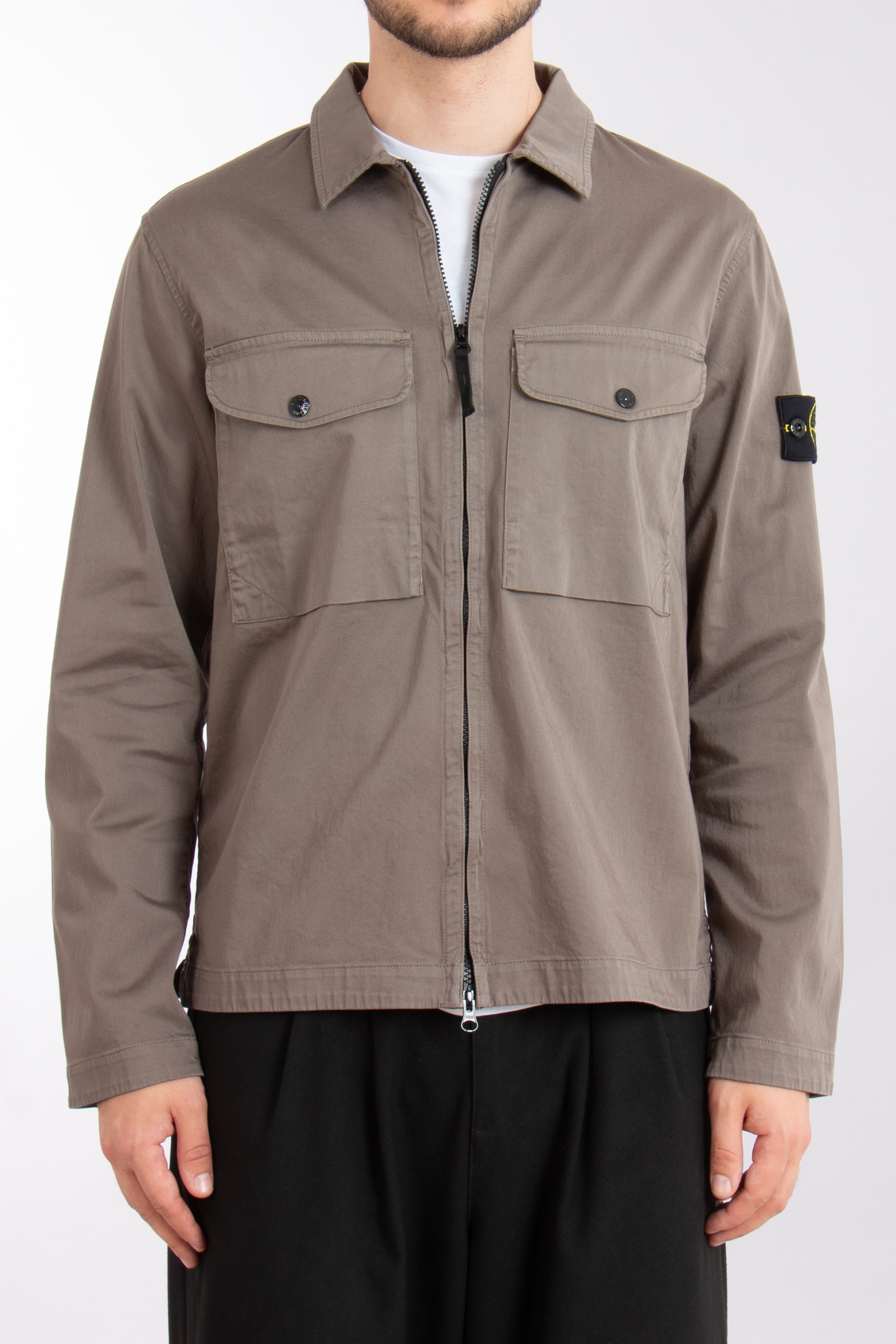 STONE ISLAND Organic Cotton Stretch Satin Overshirt STONE ISLAND Organic Cotton Stretch Satin Overshirt