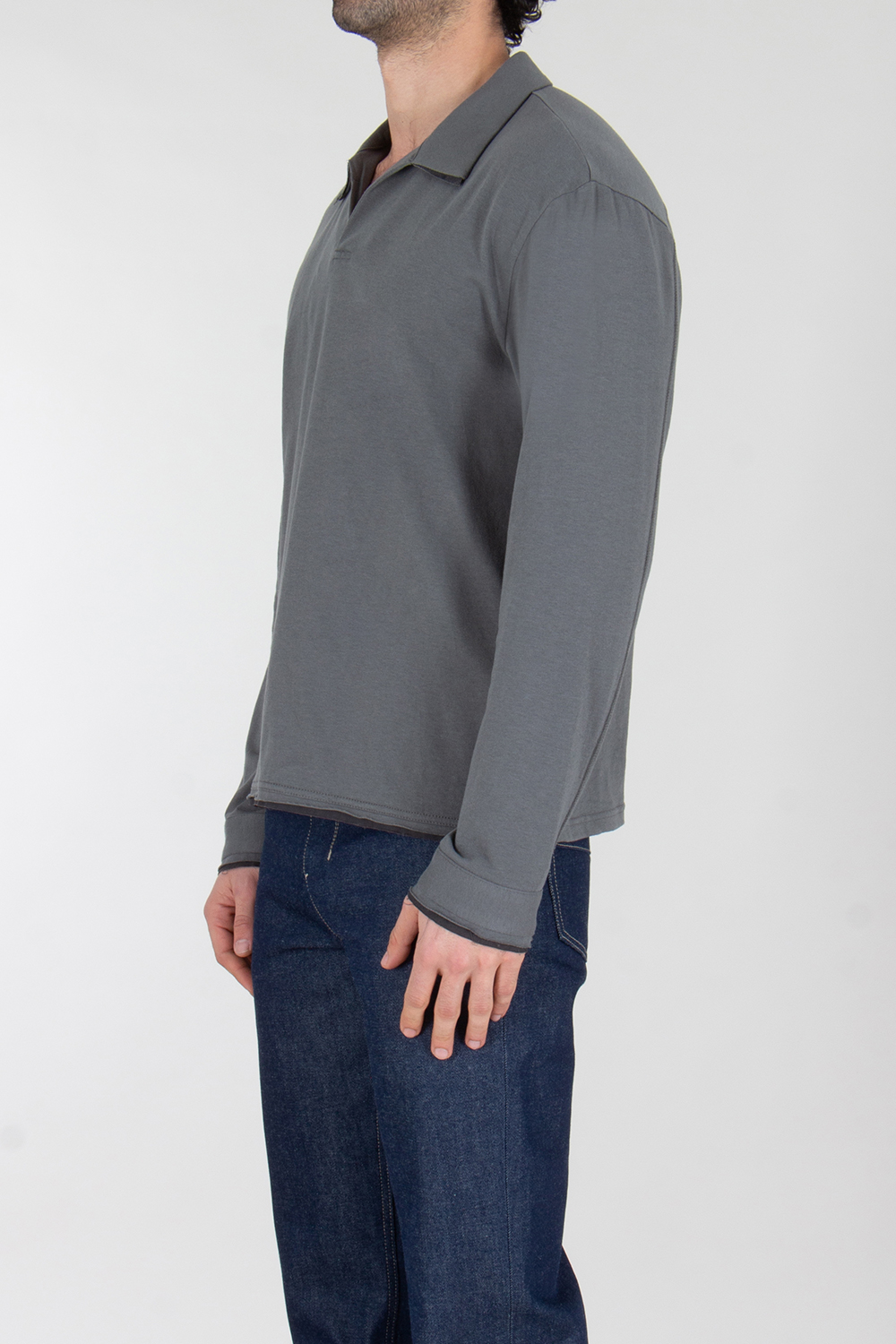XLIM Long Sleeve Raw Edge Polo Shirt 