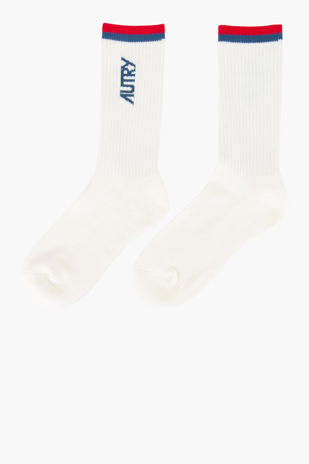 AUTRY Jacquard Stripes & Logo Cotton Blend Stretch Socks