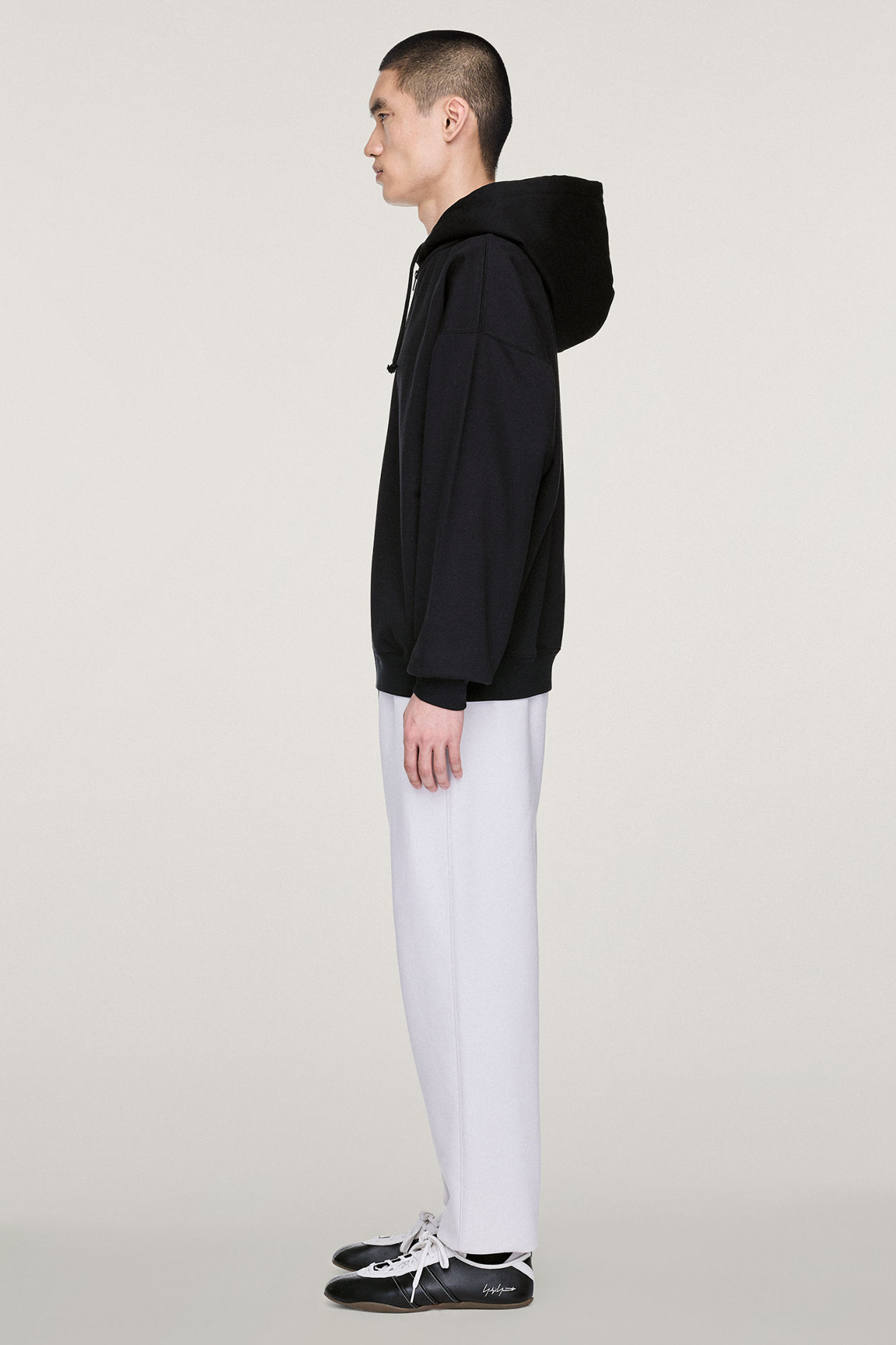 Y-3 Oversized Fit Brushed Cotton Blend French Terry Zip-Up Hoodie Langarm, Ärmel, Mantel, Anzug, Schuh