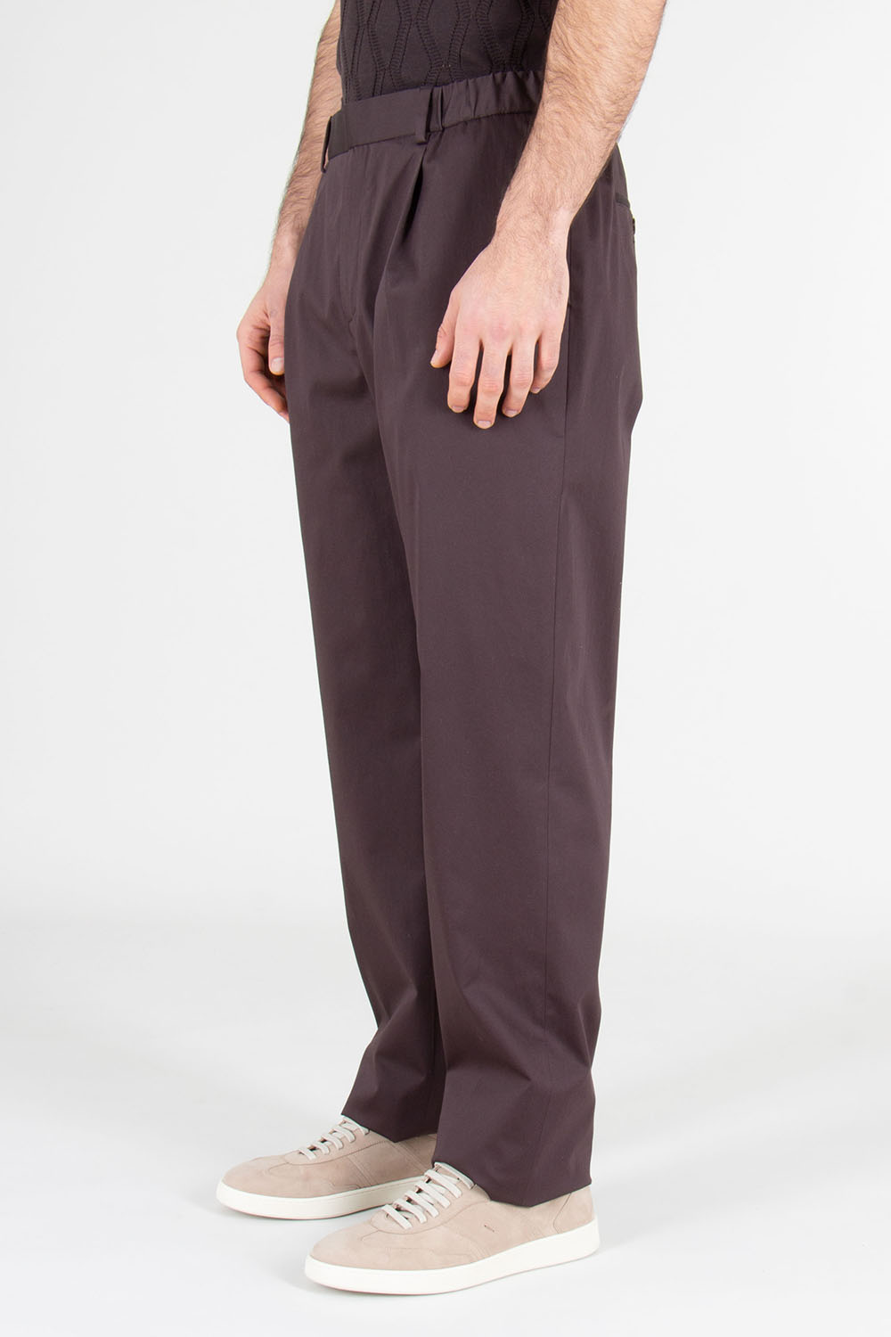 AGNONA Semi-Tailored Fit Cotton Stretch Satin One Pince Chinos